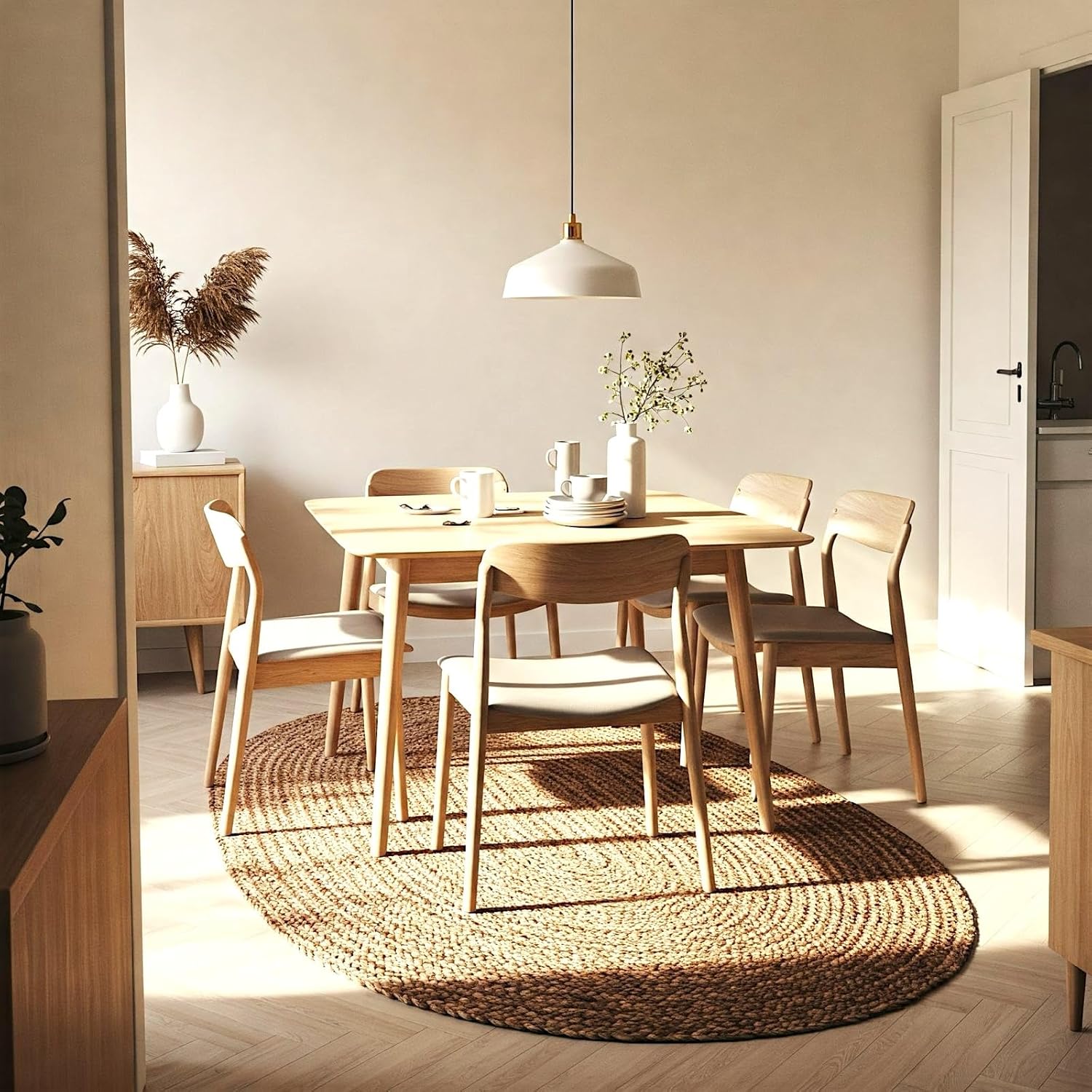 Premium Handwoven Jute Oval Rug 3x5 - Braided Boho Non Slip Half Circle Rug for Entryway, Dining, Bedroom, Kitchen & Office - Natural Farmhouse Decor