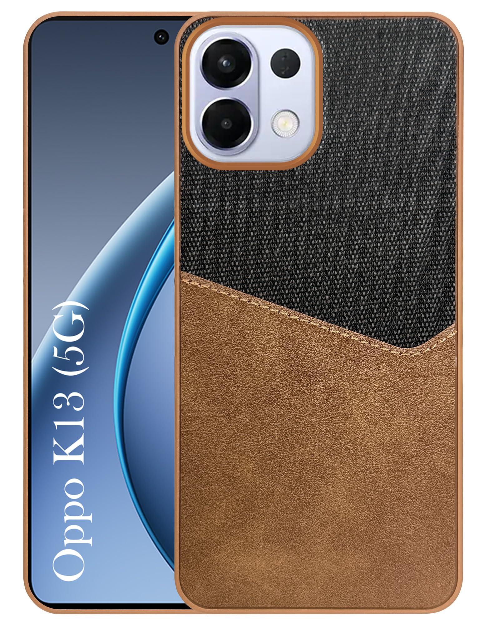 Jkobi Back Cover Case for Oppo K13 (Dual PU Leather Stitch