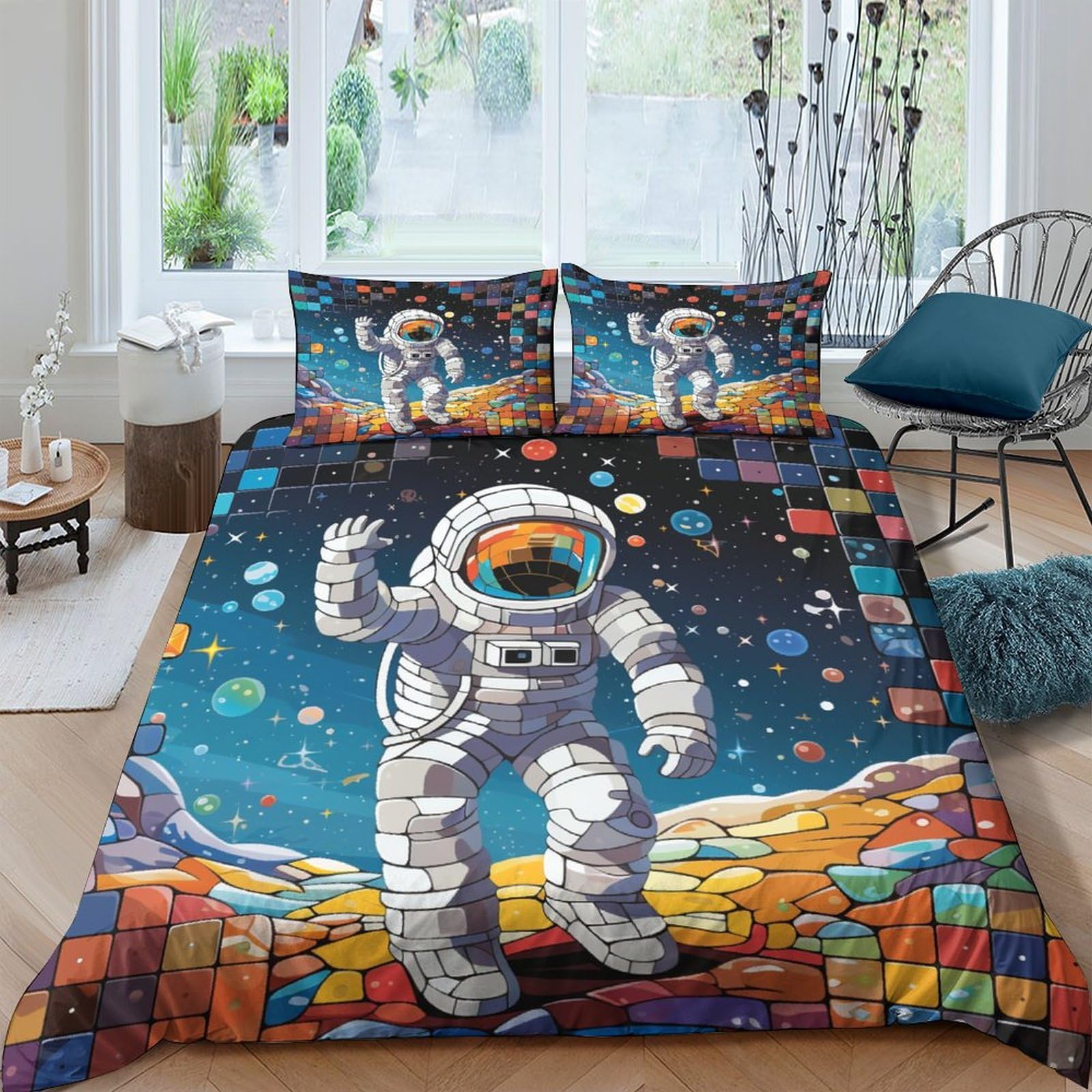 Ensemble de literie astronaute pour chambre d'enfant avec housse de couette douce