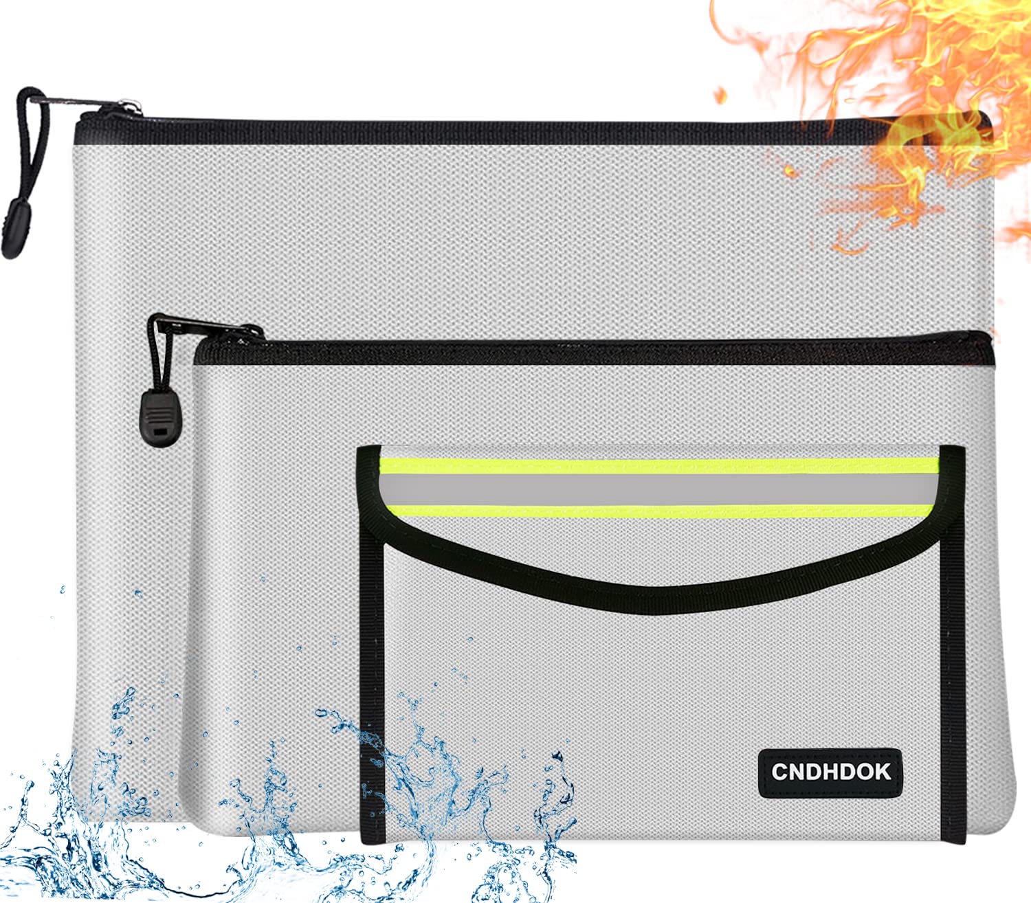 34*26 27*16 20*13cm Fireproof Document Bag Money Bag,Home Office Travel Fireproof Safe Storage Pouch for A4 Document Cash Money Valuables Jewelry Passport Currency Keys Tablet Power bank Lipo Battery