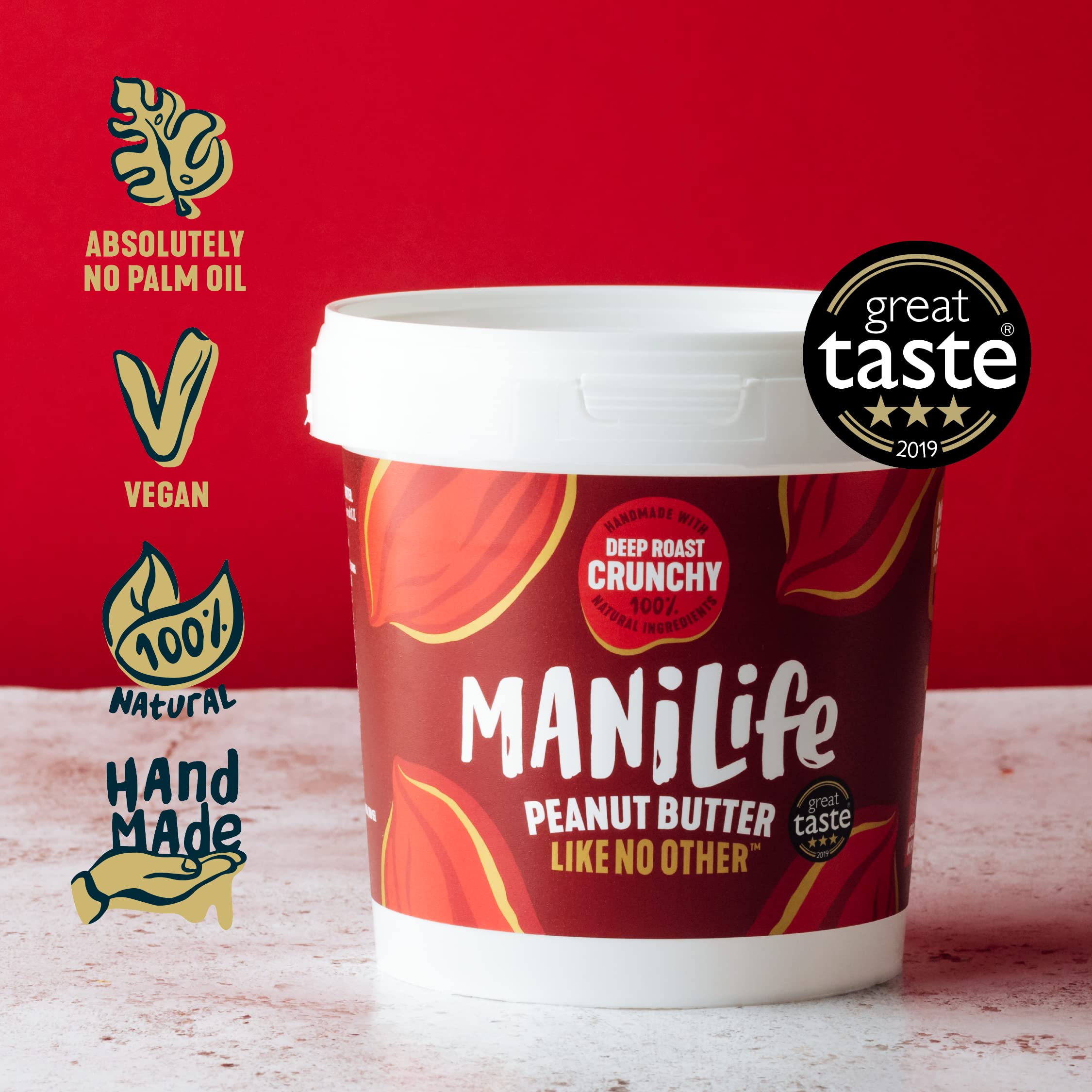 ManiLife Crema de Cacahuete Tostado Intenso y Crujiente 900g | Alta en Proteína, Sin Aceite de Palma ni Azúcares Añadidos | Hecho con Cacahuetes Argentinos de Origen Único (Embalaje Puede Variar)