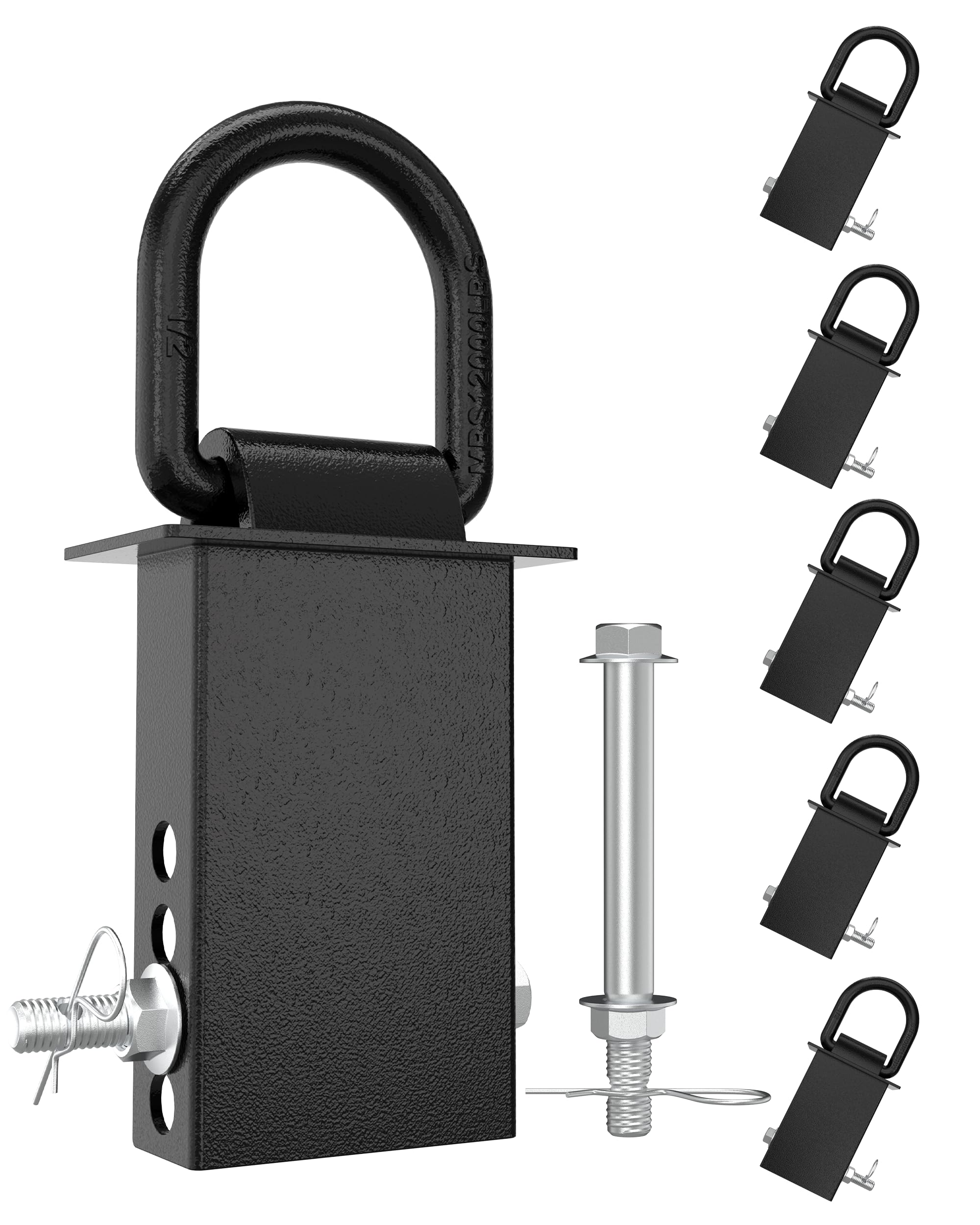 RETRUE Anello a D per rimorchio, con dado di sicurezza aggiunto, regolabile, 5,4 kg, per camion e rimorchi, 6 pezzi, nero