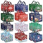 PARSUP 36PCS Christmas Gift Bags with Handles, Non-Woven Christmas Bags for Treat Gifts Wrapping Shopping, Xmas Party Supplies, 12.8 * 9.8 * 6.7inch