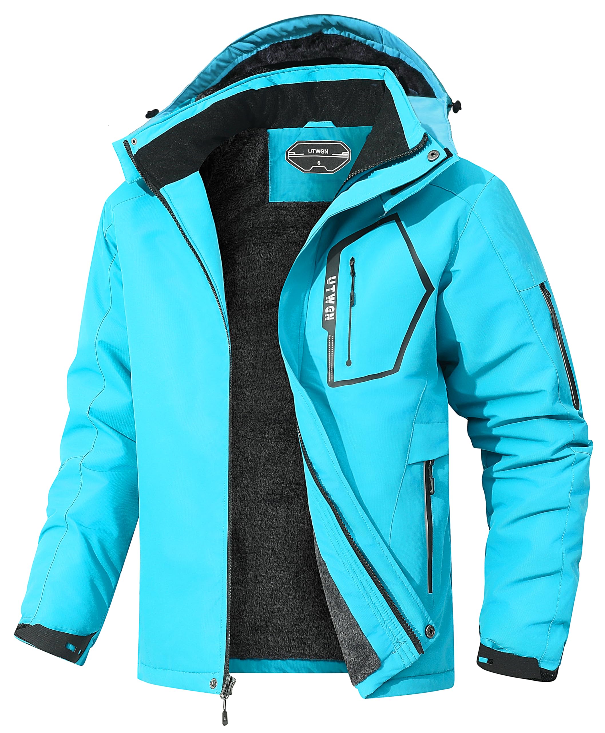 Photo 1 of UTWGN Men's Ski Jacket Winter Warm Snow Coat Waterproof Windbreaker Hooded Work Outerwear Snowboarding Jackets