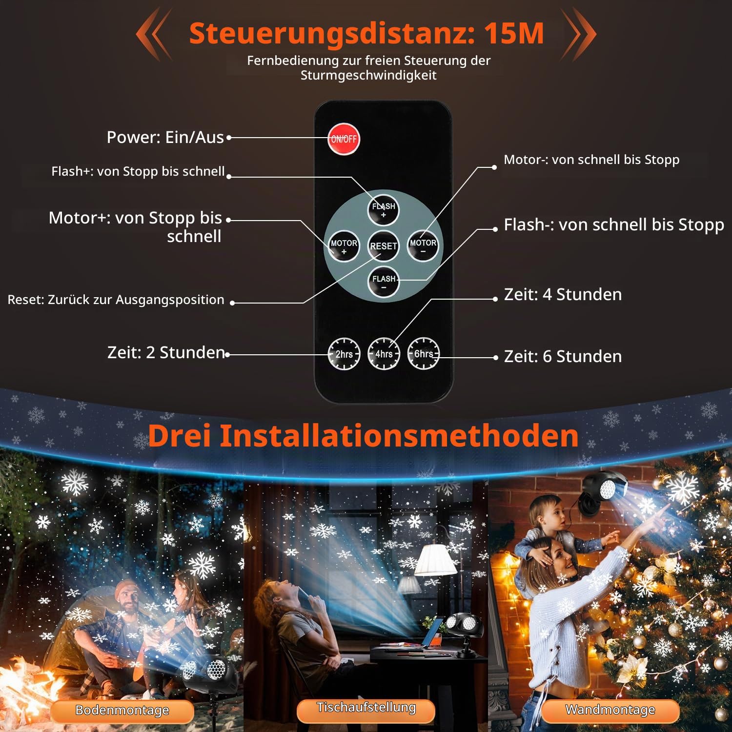 MATEPROX Schneefall Projektor Lichter, Wasserdichte Weihnachts LED Schneeflocken Projektor Lichter für Innen- und Außendekoration-doppelt