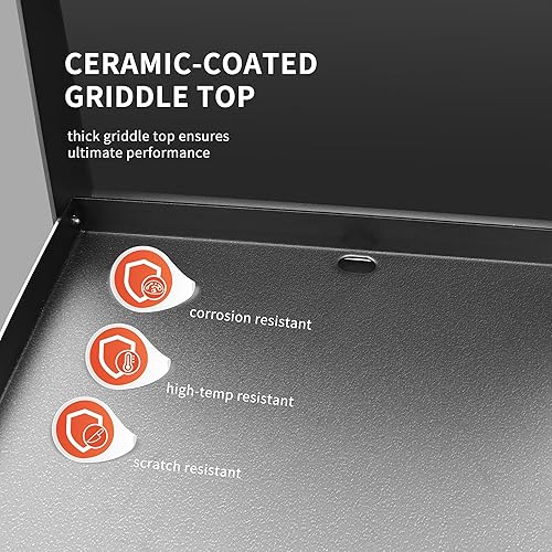 Miniatura 2 de Plancha de gas propano portátil flexible de 30 pulgadas con tapa, 2 quemadores de 30,000 BTU, parrilla grande de 30 pulgadas con estante de