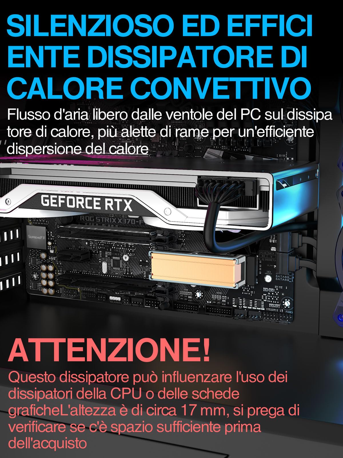 JEYI Q150 Dissipatore di calore per SSD M.2 dissipatore di calore in alluminio, alette Cooper con telaio in alluminio, dissipatori passivi – Finscold Q150-1,7 mm