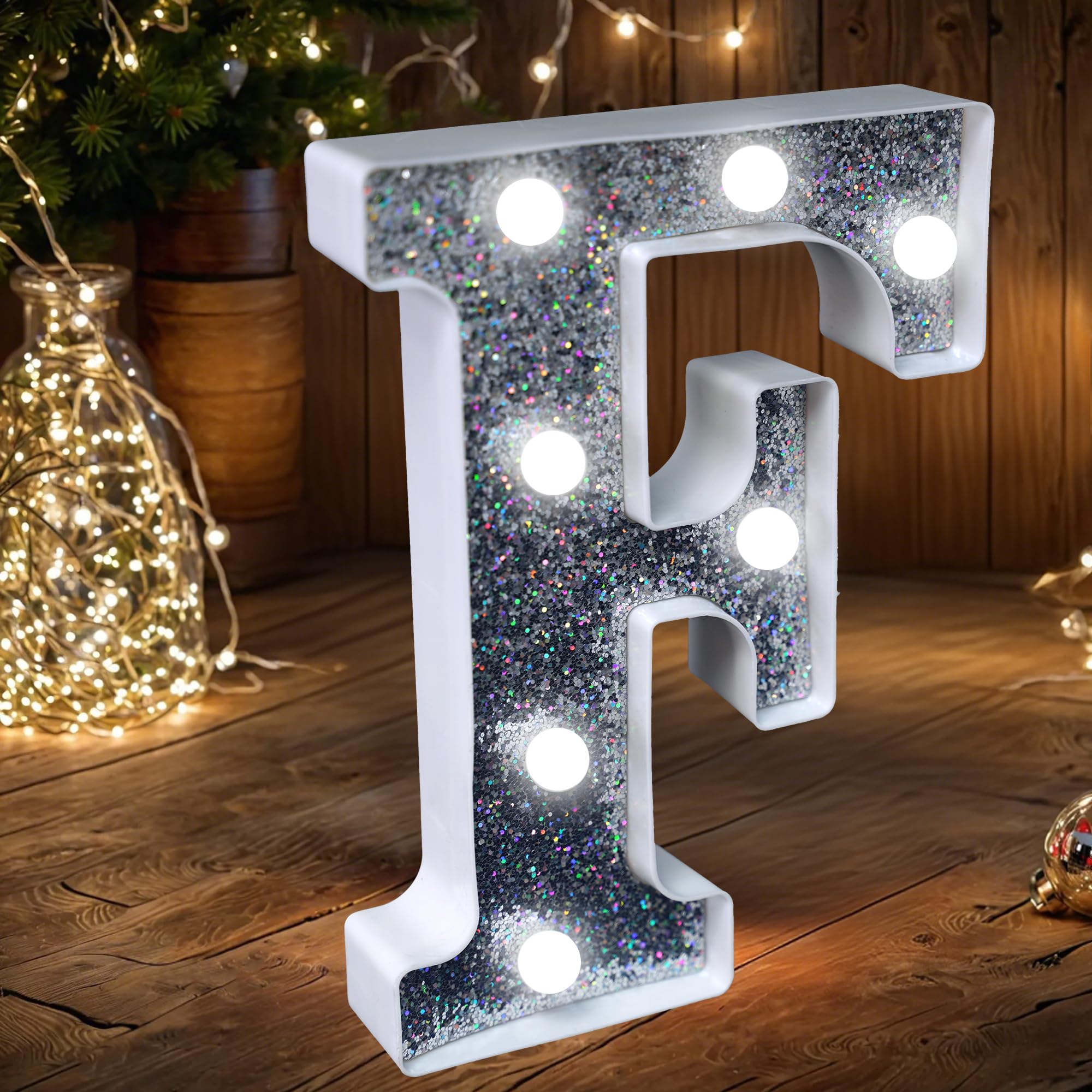 Lettres Lumineuses LED à Paillettes Argentées – Alimentées Par Piles, Pour Décorer Anniversaires, Mariages, Noël, Maison