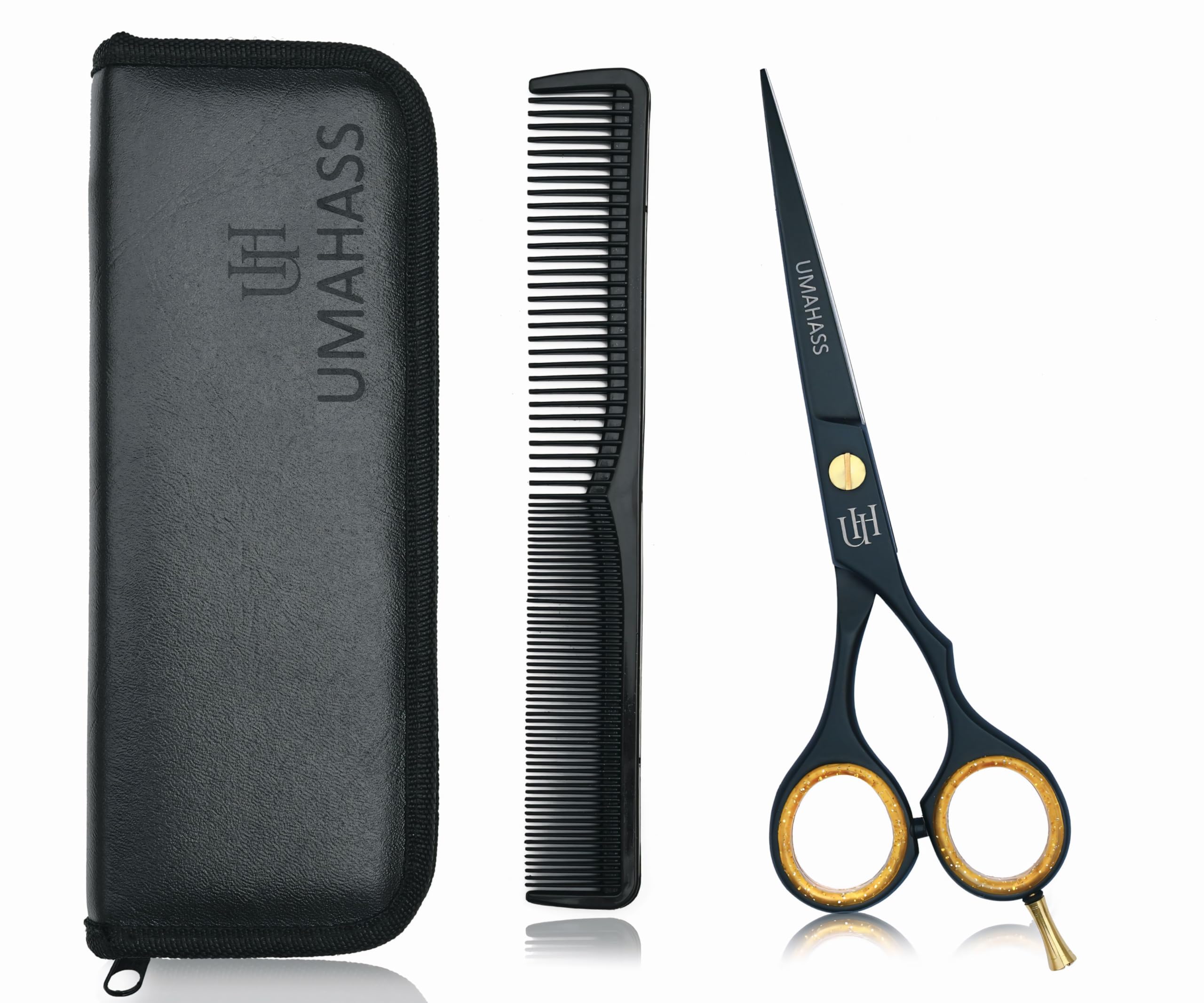 “UMAHASS Professional Hair Scissors 6.5 Inch” – Premium High Carbon Stainless Steel Hair Cutting Scissors, Ultra-Sharp Barber Shears, One Comb Included, Home Use for Man Women Adults Kids & Babies