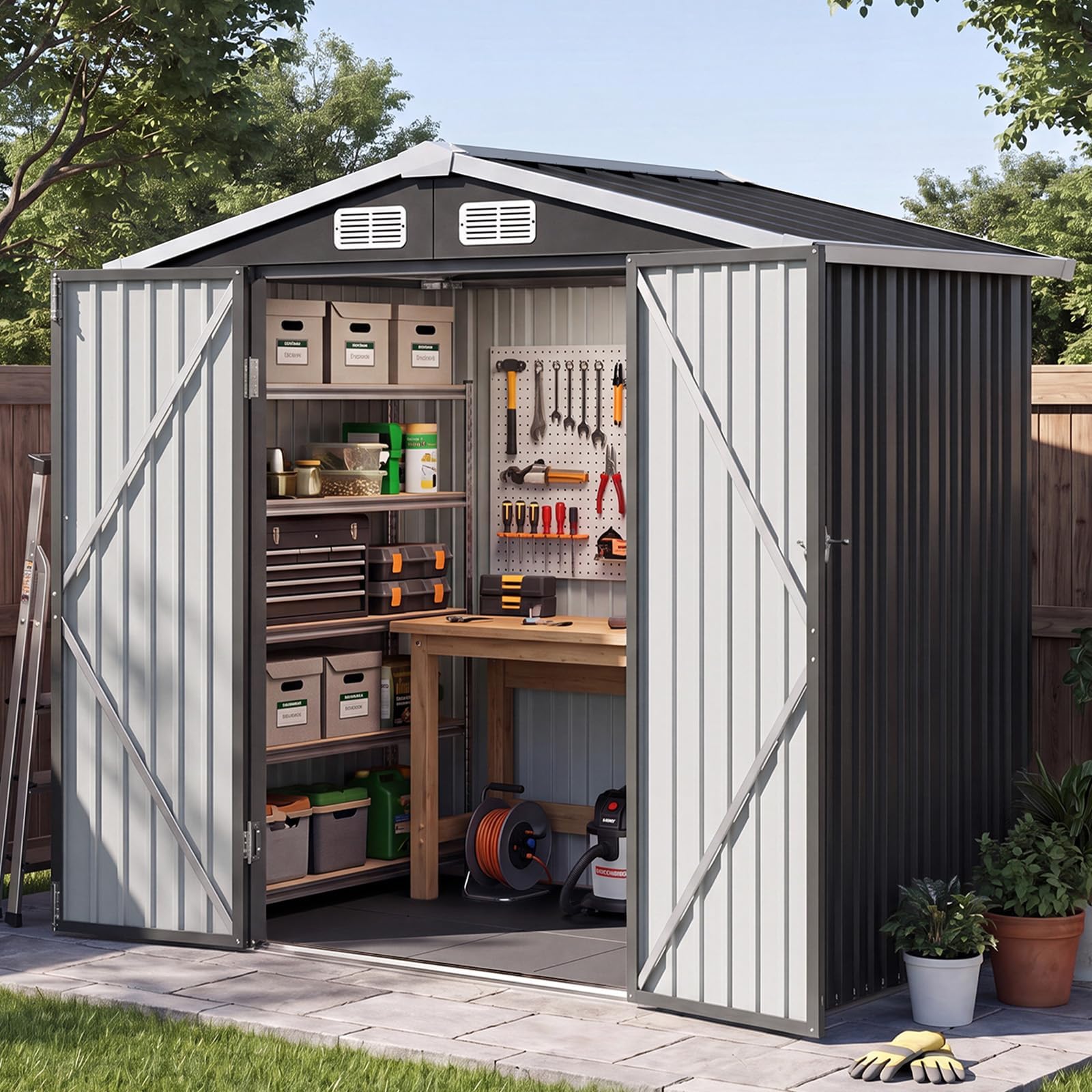 Breezestival 6x4FT Outdoor Storage Shed with Floor Black
