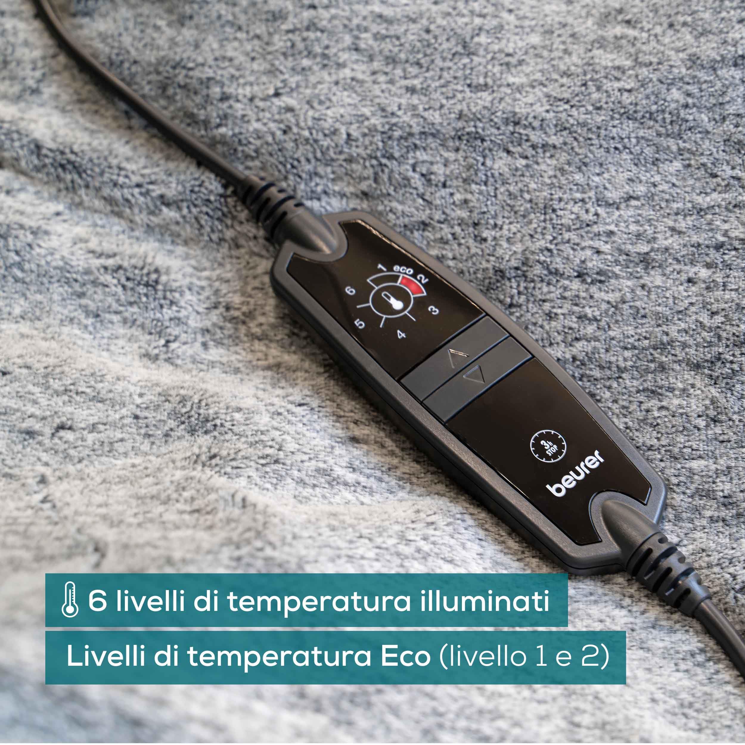 Beurer Scaldaletto UB 60 Green Planet, Coprimaterasso termico della serie Green Planet in materiale riciclato, 4 livelli di temperatura di cui 2 livel