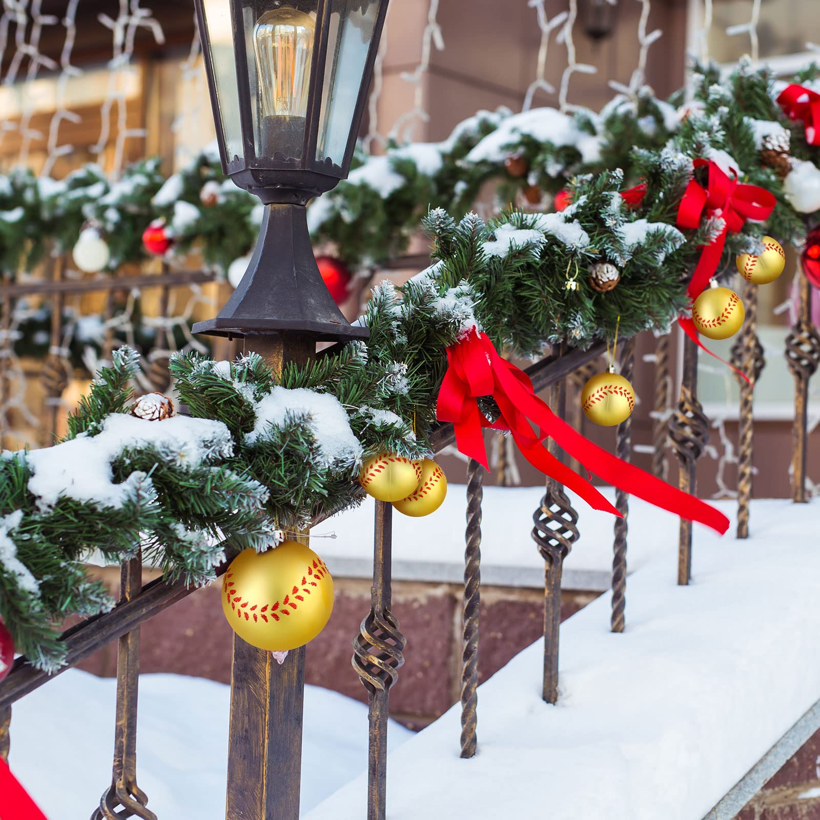 Lot de 24 boules de Noël décoratives en plastique à suspendre pour sapin de Noël, décorations de fête (6,1 cm)