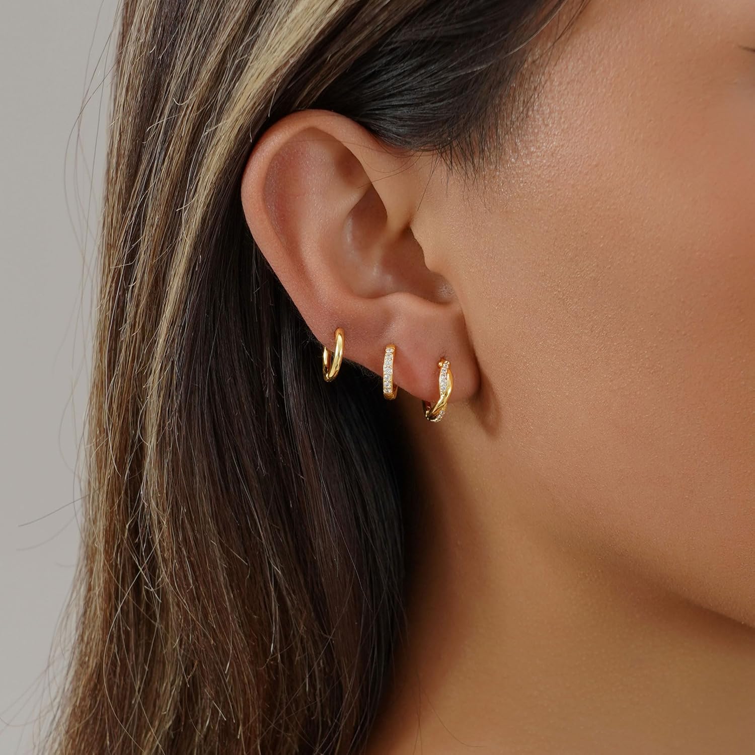 Gold Hoop Earrings for Women Trendy, 14K Gold Plated Huggie Earrings Set Dainty Small Hoops Cartilage Hypoallergenic Lightweight Jewelry - Image 5