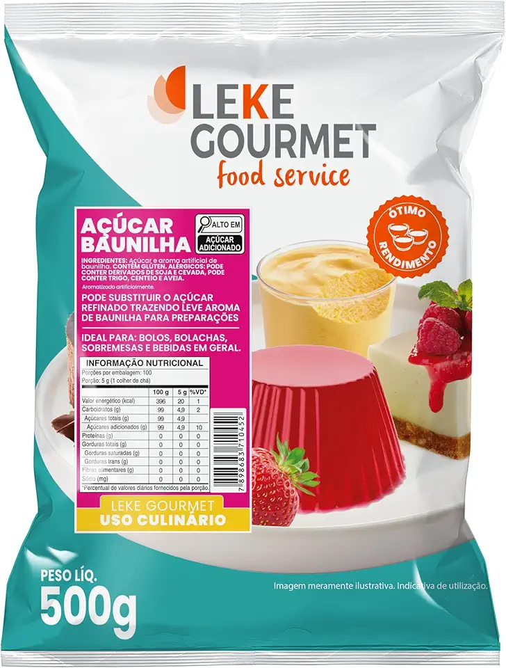 Leke Gourmet – Açúcar de Baunilha 500g | Aroma Suave e Sabor Marcante | Ideal para Bolos, Doces e Sobremesas Artesanais