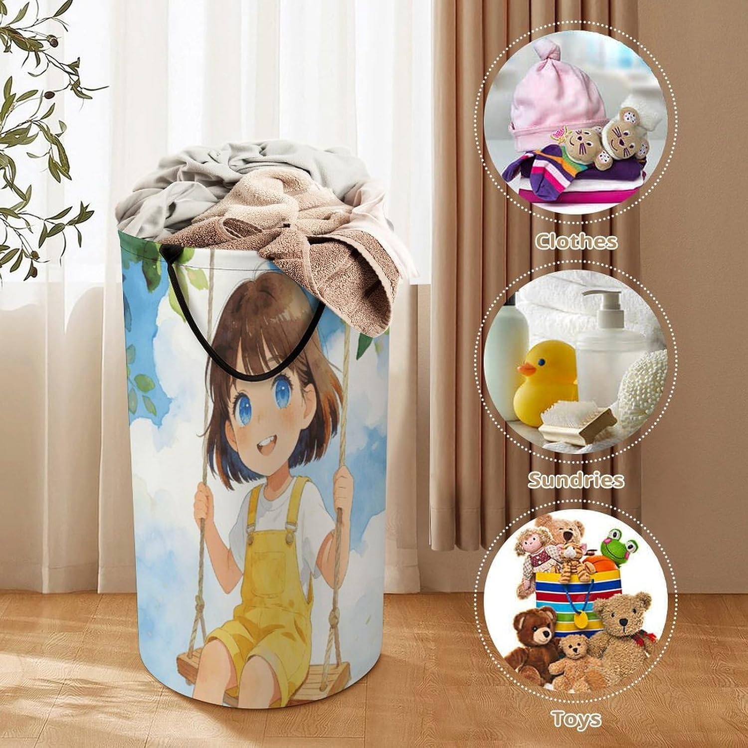 Olive Laundry Hamper Fashion Dirty Laundry Hamper Portable Laundry Hampers with Handles Lightweight Large Clothes Storage Basket for Bedroom Bathroom