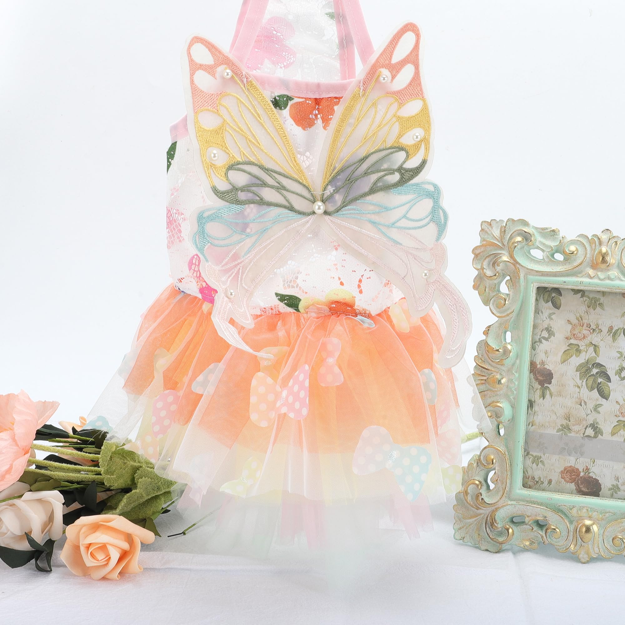 RENEWREVITAL Dog Dresses, Stylish Butterfly Girls Dog Clothes, Dog Princess Dresses, Cute Summer Costume, Puppy Handmade Skirt for Small Dog, Large, Assorted Color