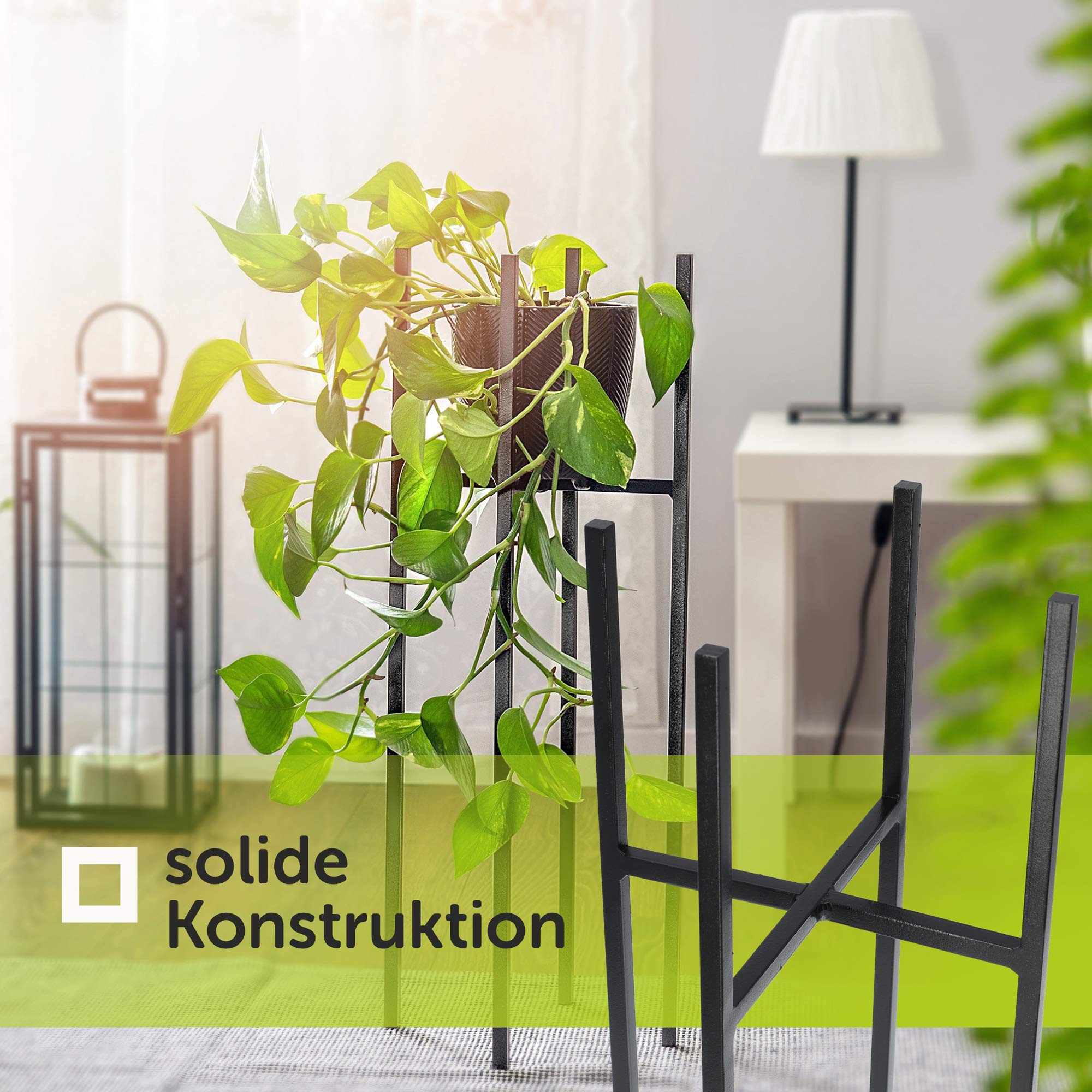 KADAX Blumenständer, wetterfester Pflanzenständer aus Stahl, Blumentopfhalter für Innen, Außen, Balkon, Terrasse, Blumenhalter, Deko, moderner Blumentopfständer, schwarz (26 x 26 x 67 cm)