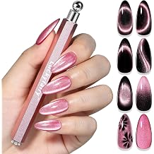Luckyfairy 3-in-1 Cat Eye Magnet Nail Art Tool, Round, Cylinder and Flower Magnet Nail Art Pens for French, Black Hole, Floral and Classic Cat Eye Effects, DIY Manicure No Gel Included