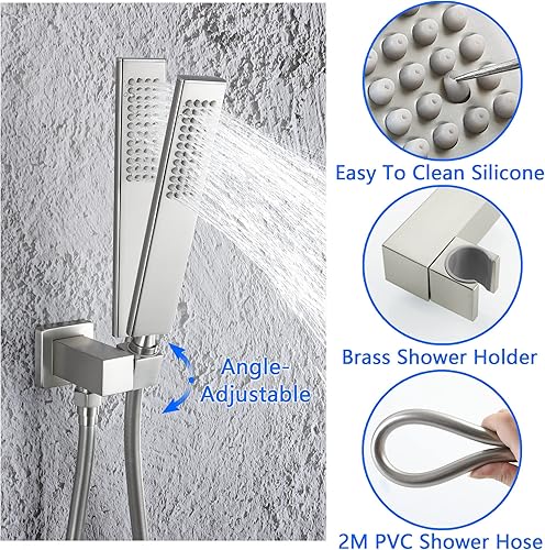Miniatura 5 de SKOWLL Sistema de ducha de techo con cabezal de ducha digital, juego de grifo de ducha de 12 pulgadas con válvula de pantalla LCD de 2 funciones,