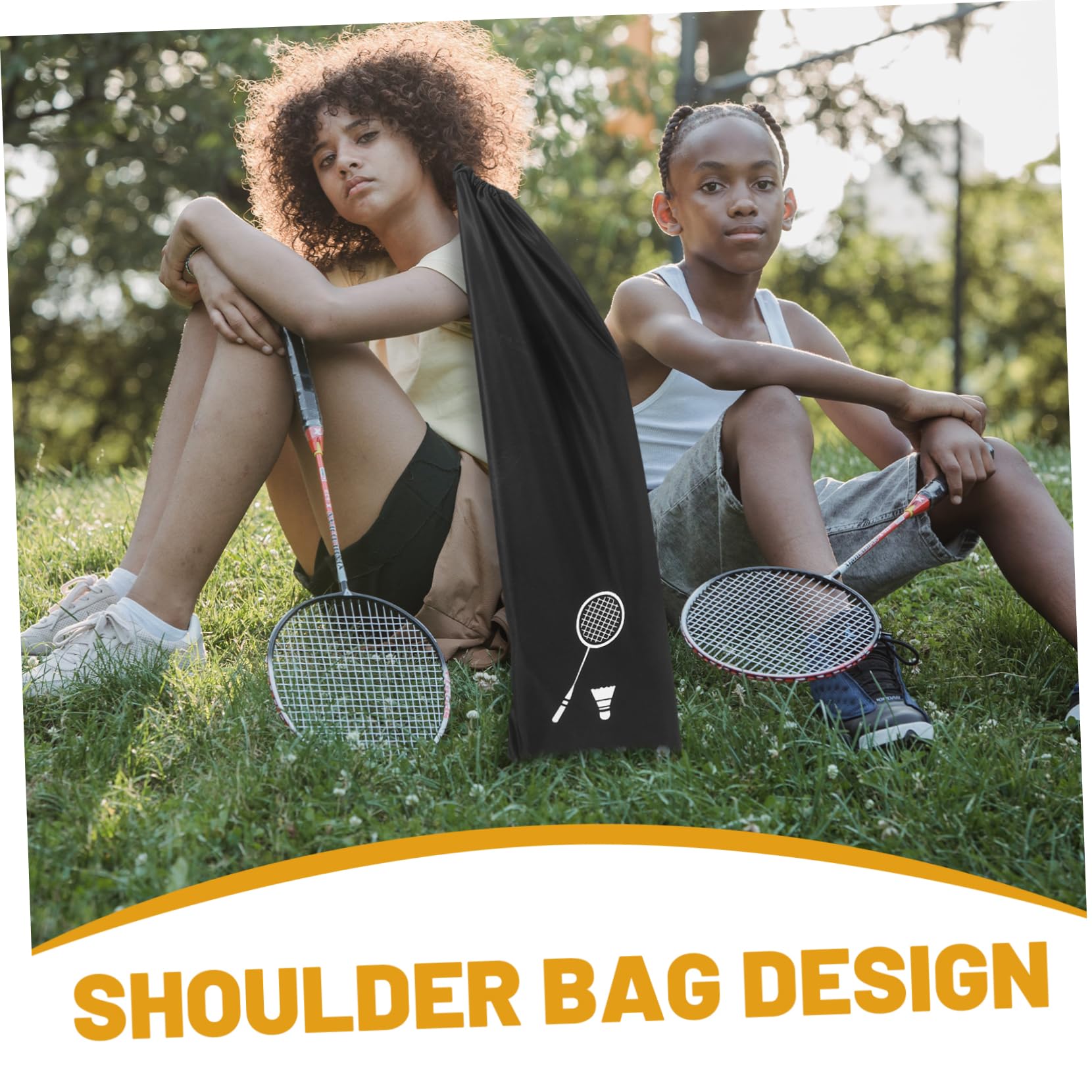 TOYANDONA Bolsa de bádminton Bolsa de Raqueta de Pelusa Bolsa de Raqueta portátil Volantes de bádminton Deportes Accesorios de bádminton Bolsa de Raqueta al Aire Franela Gruesa Negro