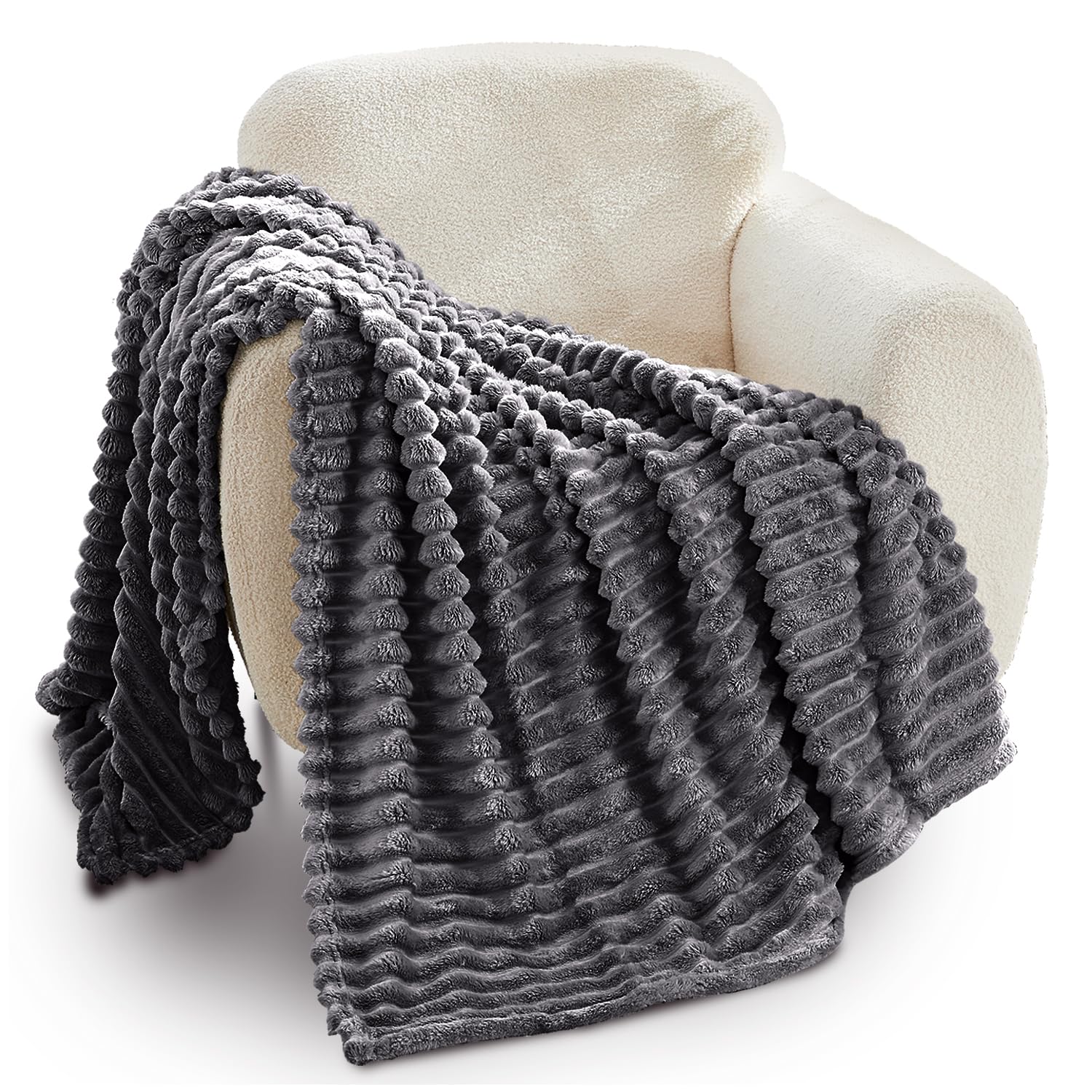 GC GAVENO CAVAILIA Fleece Throw Blanket | Soft Fluffy Throws For Sofas, Bed, Settee, Couch | Extra Warm Large Blanket Throw | Easycare, Anti Allergic | Double 150x200 Cm | Charcoal