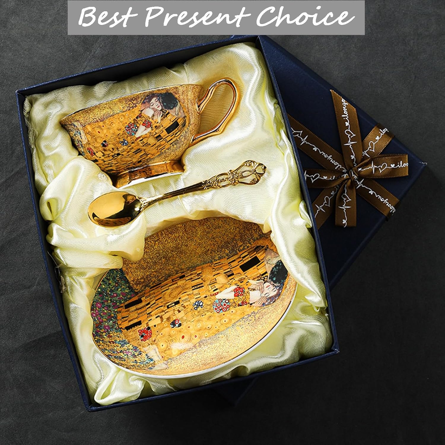 Ebrima Bone China Cup & Saucer Set, European Tea Cup Set with Spoon, Vintage Ceramic Coffee Cups for Home, Kitchen, Wedding, Christmas Gift - Image 7