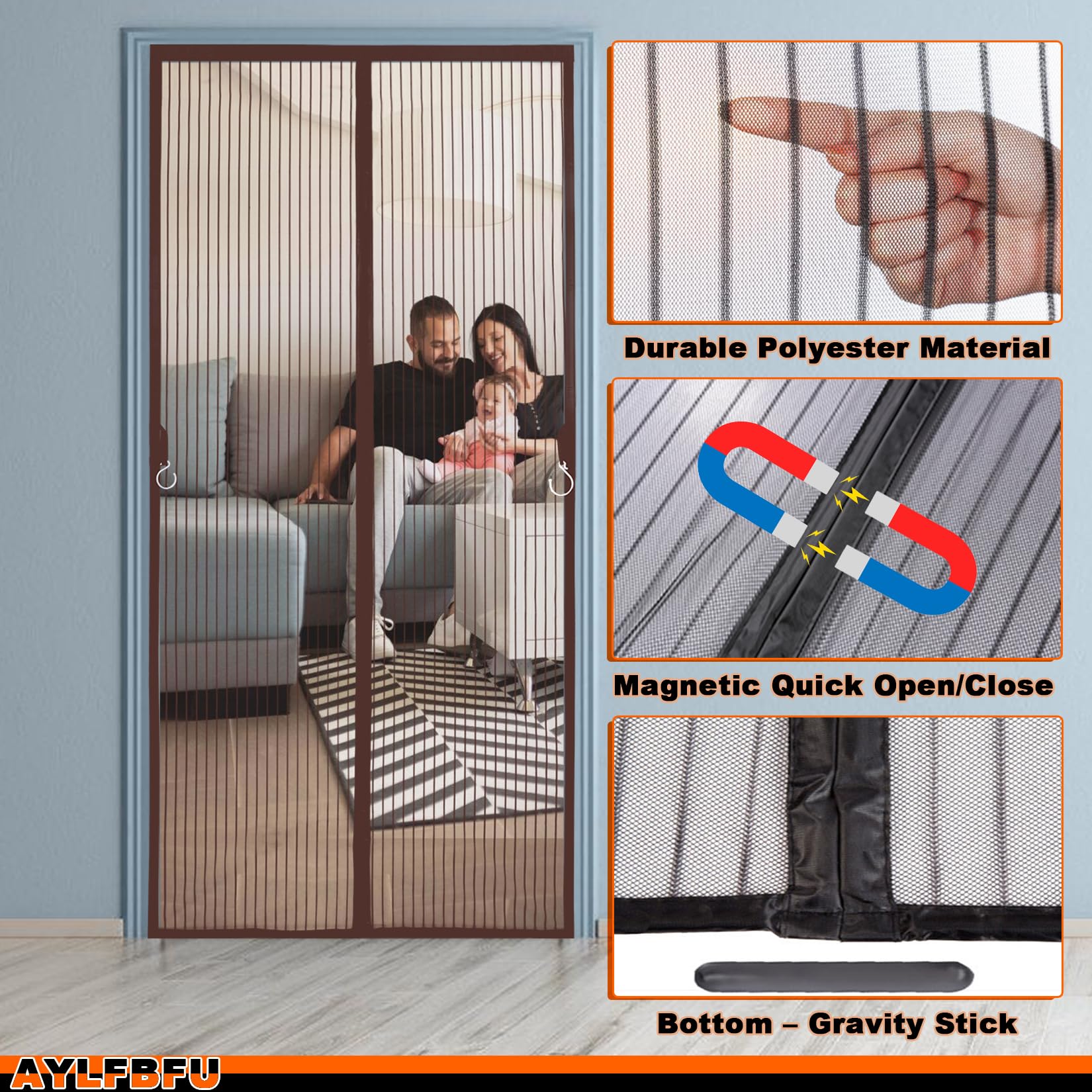 Door Magnetic Screen, 27.6 x 98.4 Inches Magnetic Closure Heavy