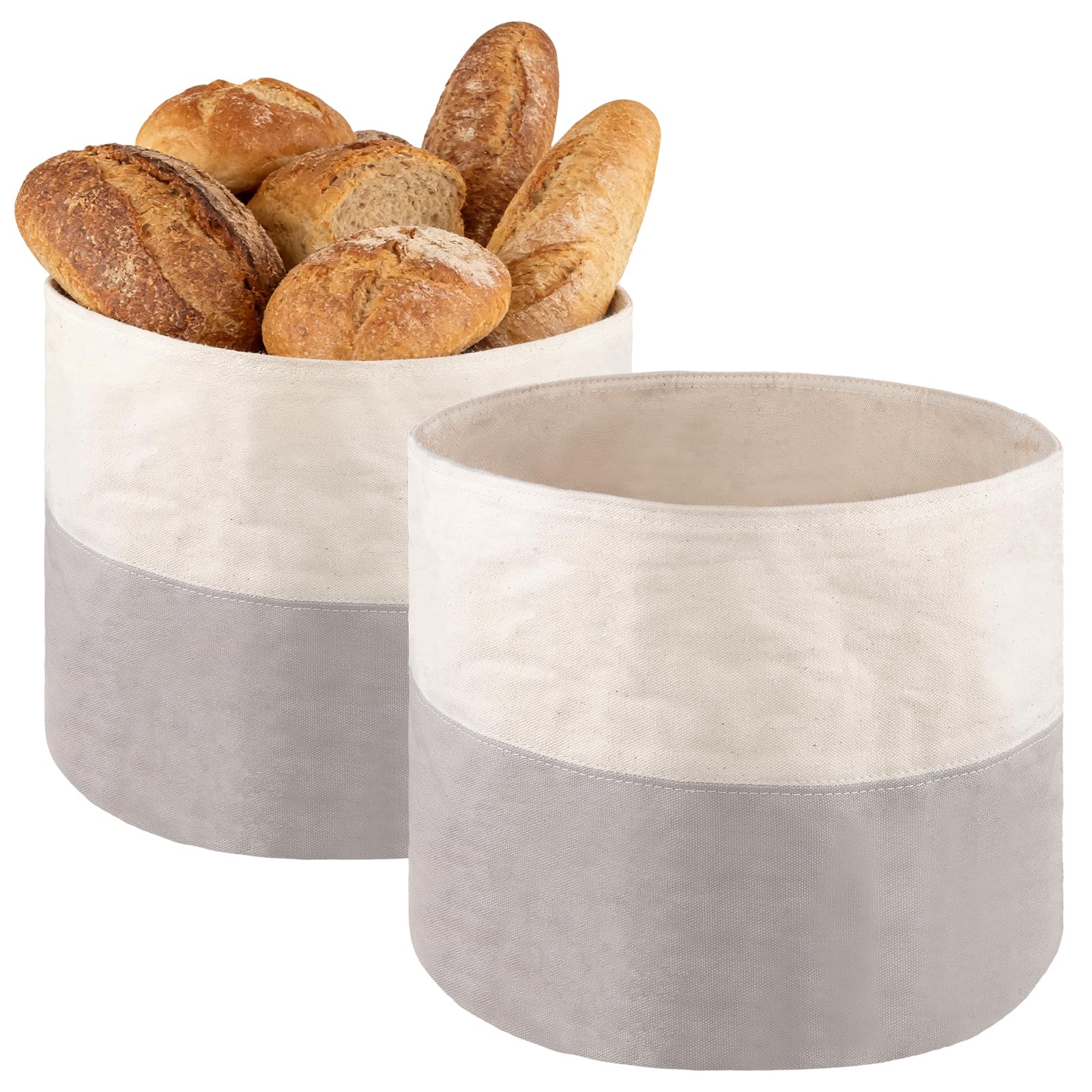 Corbeille à pain coton de qualité supérieure set de 2 paniers gris