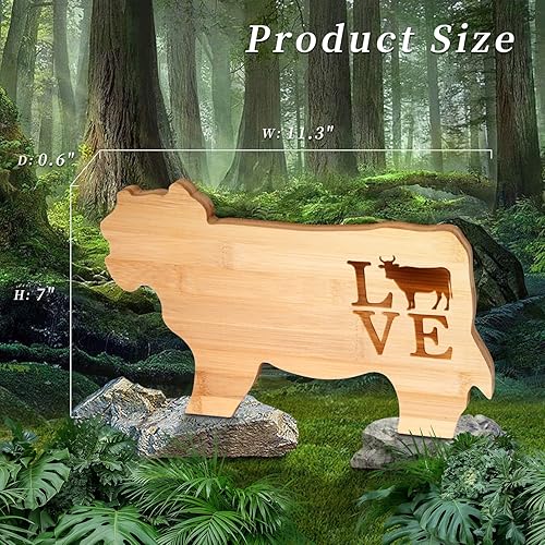 Miniatura 2 de Vastigo - Tabla de cortar de bambú para cocina, con forma de vaca de amor, personalizada, tabla de embutidos, tabla de queso, placa de frutas