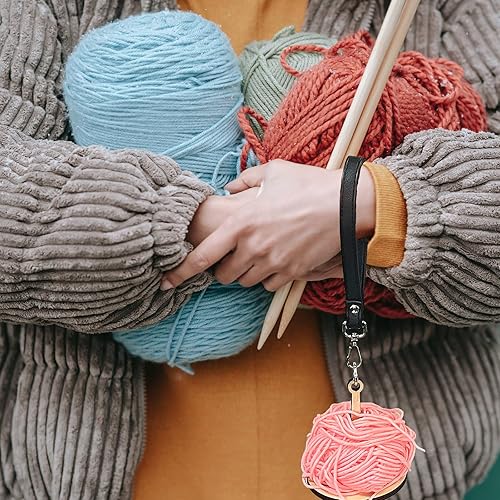 Miniatura 6 de SPANSEE Soporte portátil para hilo de muñeca, soporte de bolas de hilo, Minder de hilo, almacenamiento de hilo, soporte de hilo de madera, soporte