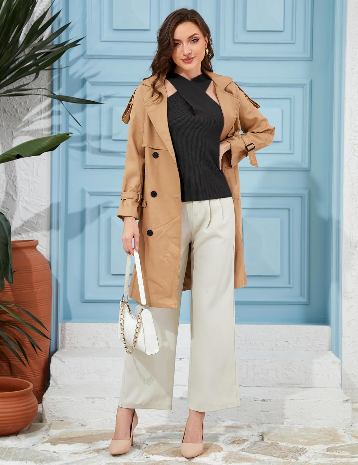 Yidarer Women Criss Cross Halter Tops Knit Over Collar Tank Sleeveless Flexible Beach Travel Daily Casual Vest - Image 9