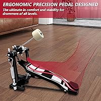 Vista 5 de Pedal de Bombo, Pedal de Bombo Doble con Montaje de Doble Cadena de Transmisión, Hardware de Percusión para Pie, Pedales de Kit de Bombo, Pedal