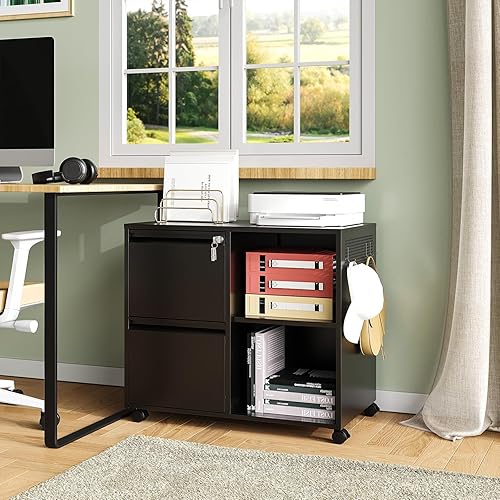 Miniatura 46 de Archivador lateral,Archivador de 4 cajones con cerradura,Archivadores laterales de oficina para tamaño legal/carta A4,Requiere montaje, negro