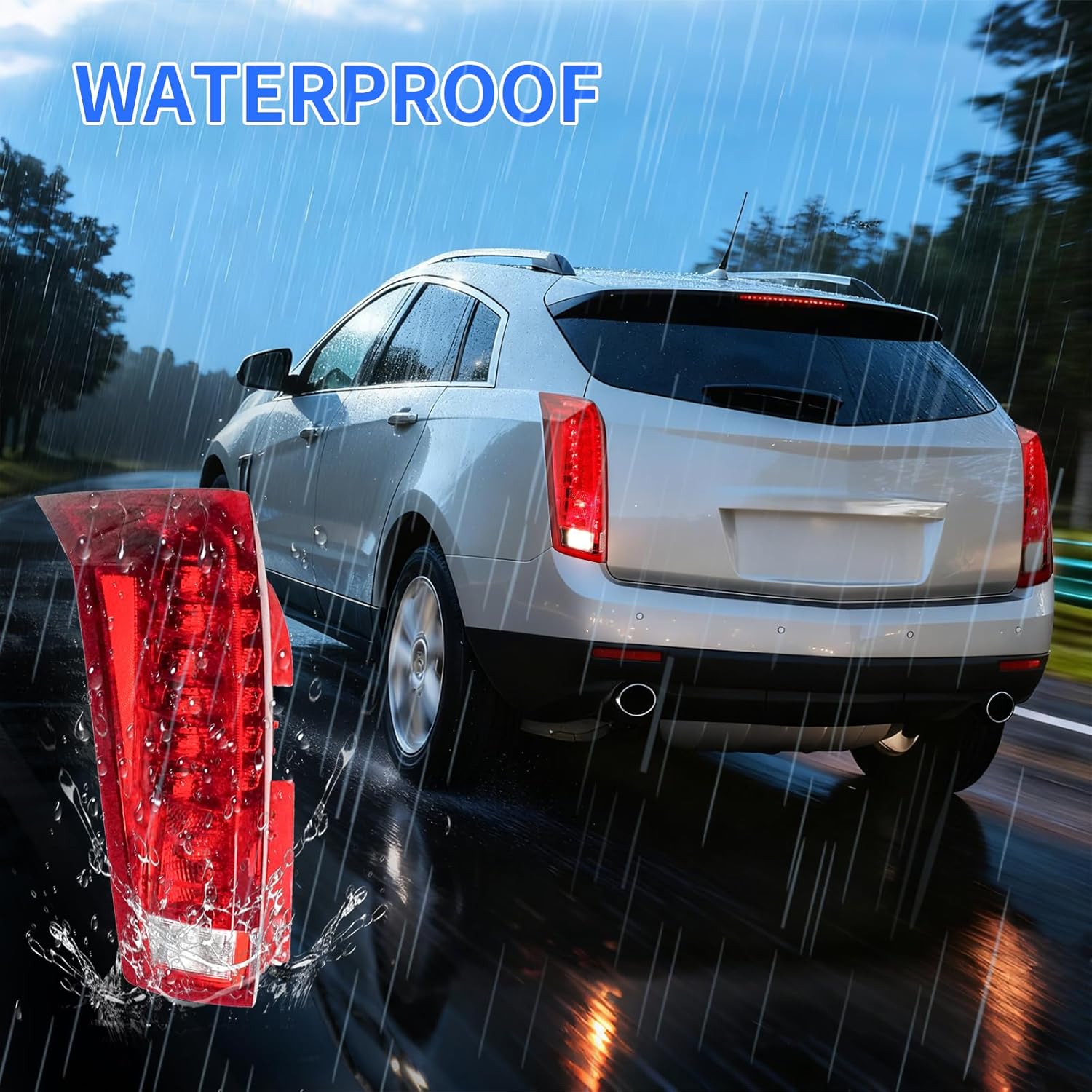Tail Light Assembly Compatible with Cadillac SRX 2010-2016 Red Lens Rear Brake Tail Lamp (Driver Left Side)