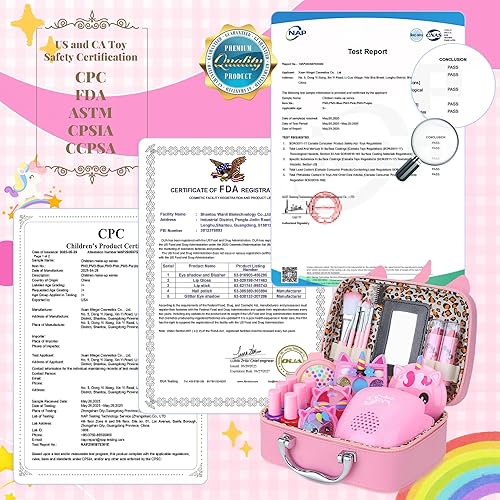 Miniatura 4 de PERRYHOME Kit de maquillaje infantil para niña, juego de cosméticos lavables reales de unicornio, juguetes de maquillaje no tóxicos, juego de uñas