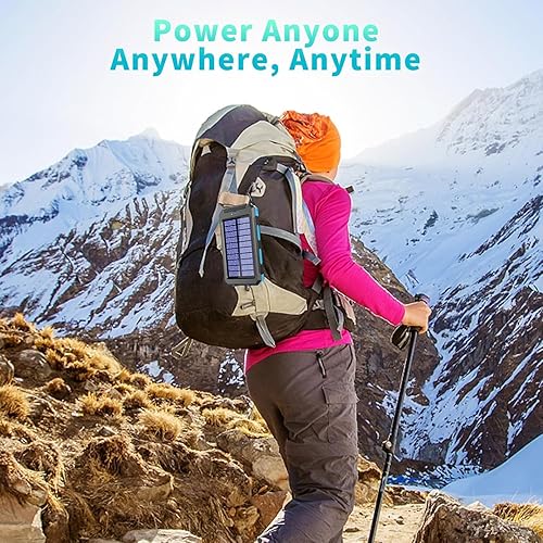 Miniatura 7 de Banco de energía solar portátil, 39800mAh cargador rápido con puerto USB C, linterna LED, brújula para teléfonos celulares, dispositivos electrónicos