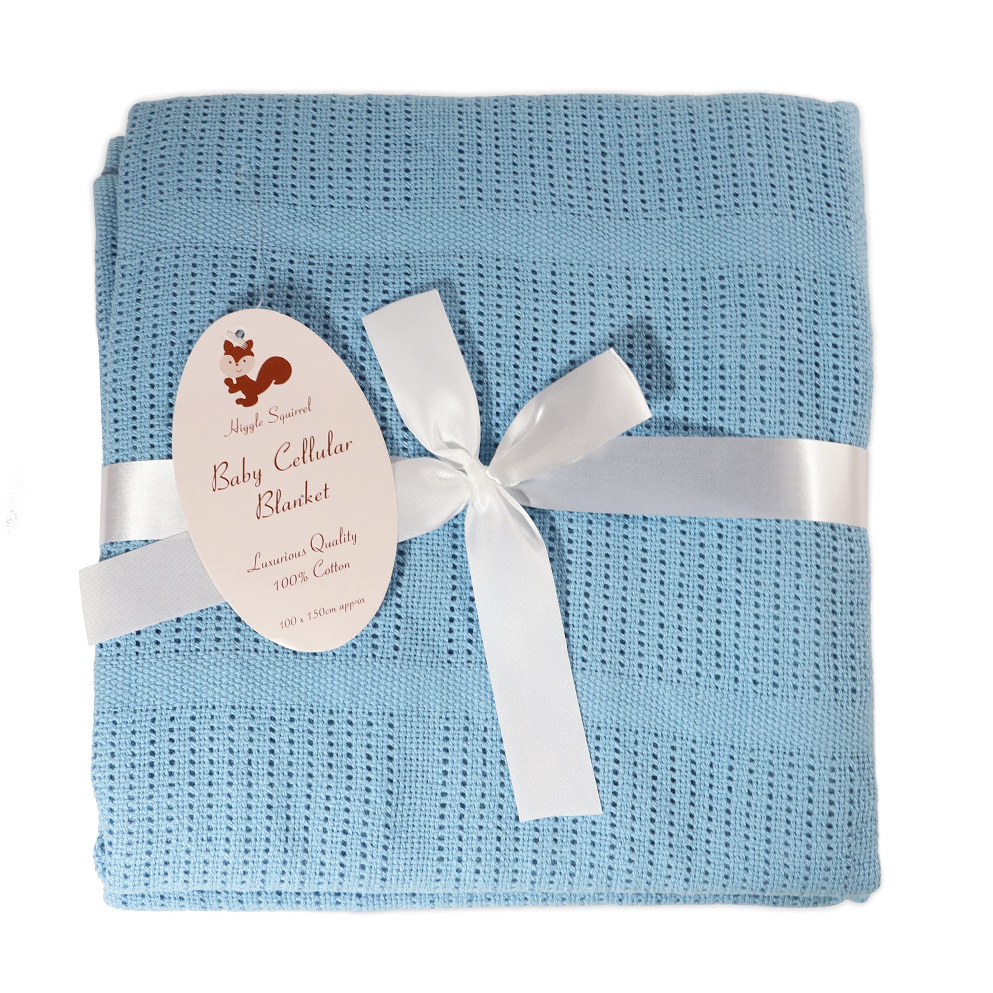 E&A Distribution Limited Baby Blanket for Newborn Soft Cellular for Baby Boy – Cellular Blankets Baby for Newborn to Toddler Baby Boy– 100 x 150cm (Blue)