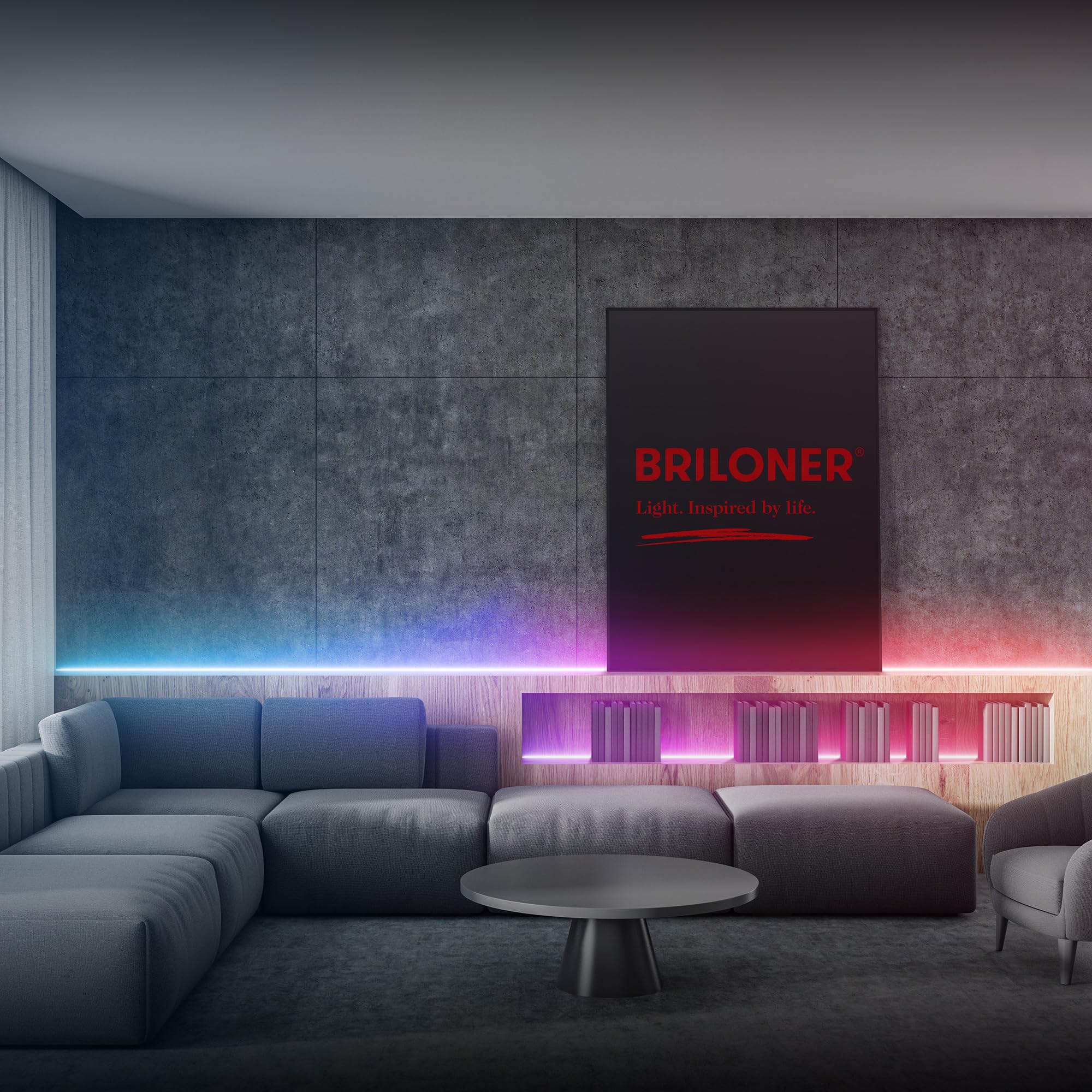 BRILONER - LED Strip 5m mit Fernbedienung, dimmbar, RGB IC dynamischer Farbwechsel, CCT, LED Streifen, Leiste, Zimmer Deko, Gaming Deko, Band, Party, Lichtleiste, 5000x10x3 mm, Weiß