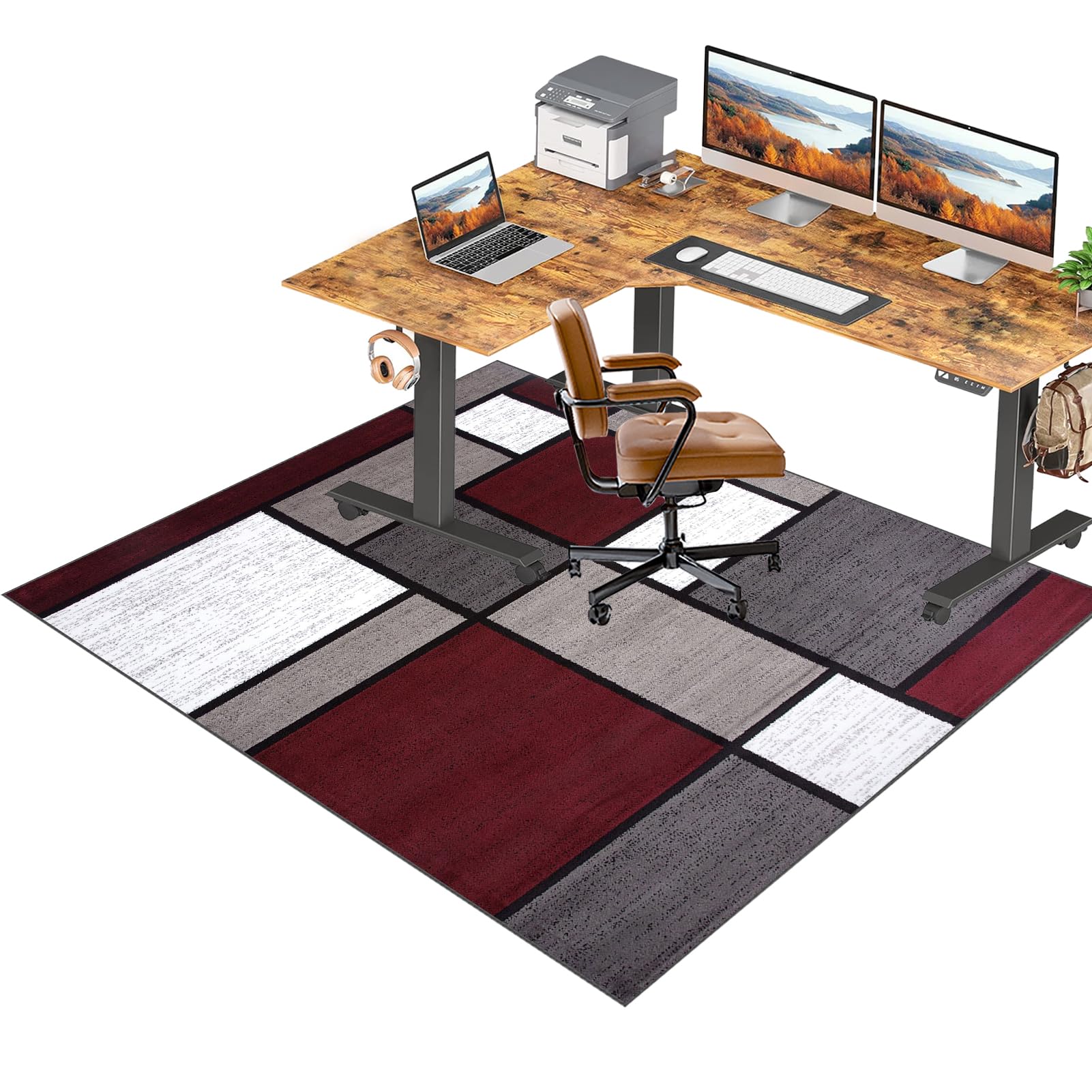 Rxibefuw Color-78 Heavy Duty Office Chair Mats For Carpeted And Hardwood Floor Carpet Protector Chair Mat 180 X 230 Cm Non-Slip Gamer Floor Mat For Gaming And Office Chair Floor Protector For Rolling Chair