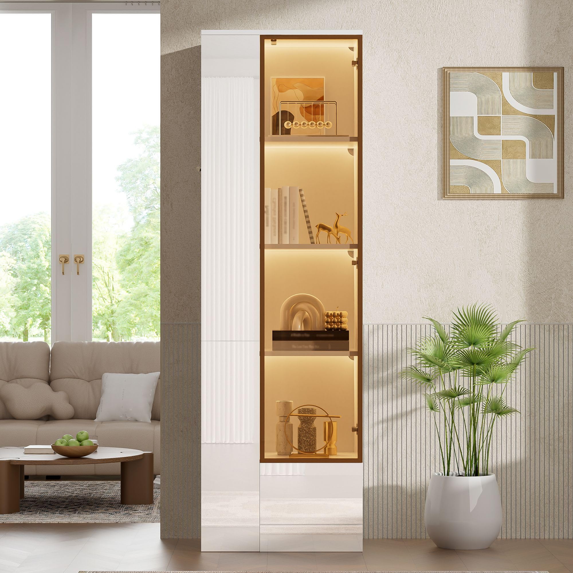 Vitrina de cristal, 50 x 35 x 160 cm, vitrina de pie