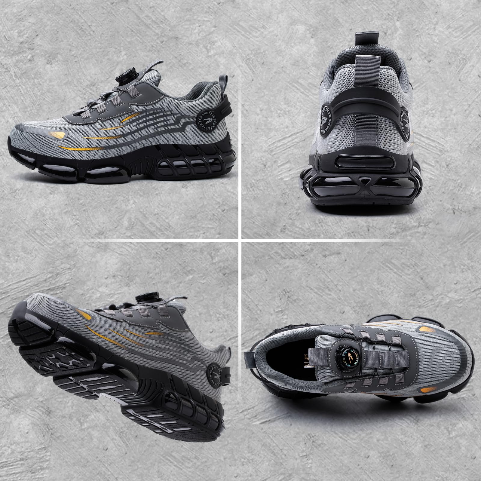 Gugifcto Scarpe Antinfortunistiche Uomo Donna Moda Sneakers Antiscivolo Leggere Traspiranti Rilascio Comode Rapido Scarpe Sicurezza con Punta in Acciaio 36-48 EU