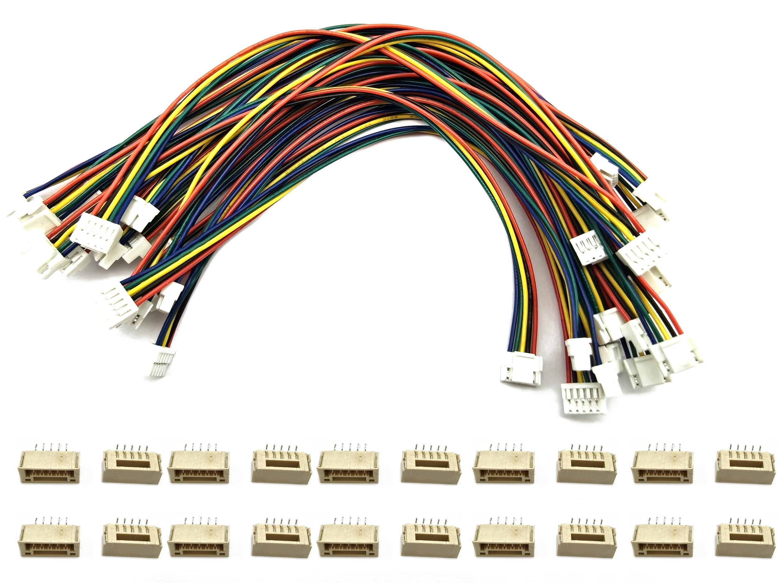 20Pcs Micro JST GH 5Pin 1.25mm Male to Male Connector,GH1.25 Terminal Connector Wire Cable 15cm 28AWG
