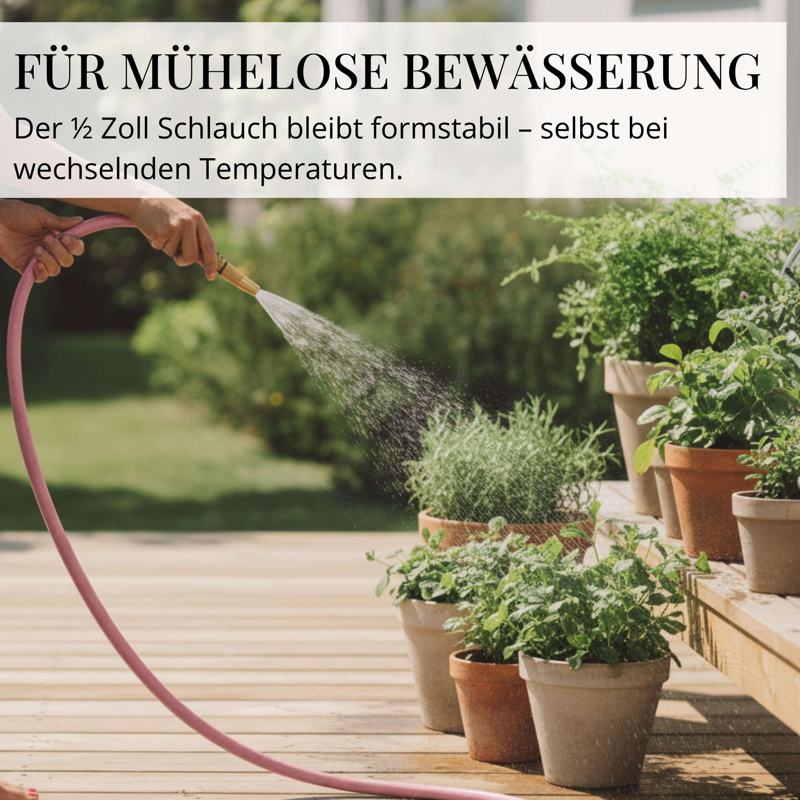 Livlig53 LIVLIG Gartenschlauch 30m, Flexibler Premium Wasserschlauch aus 60 Prozent Recyclingmaterial, UV beständig, knickfest, Design Gartenschlauch 1/2 Zoll in Rosa