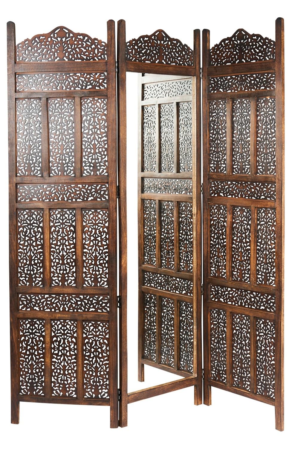 Elroi - Biombo oriental moderno de madera y MDF (150 cm), color marrón