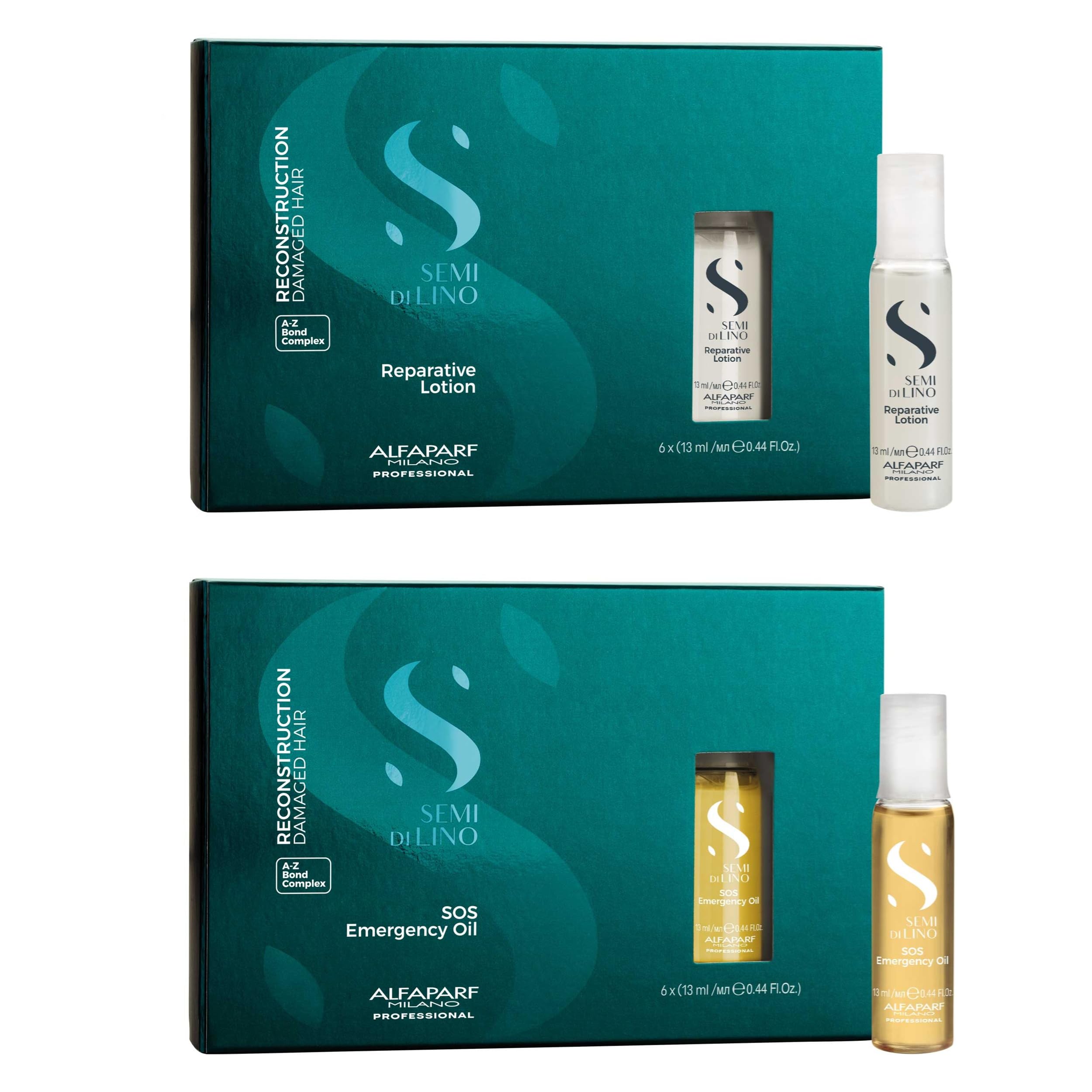 ALFAPARF MILANO Semi di Lino SOS Emergency Hair Oil & Repair Lotion Set