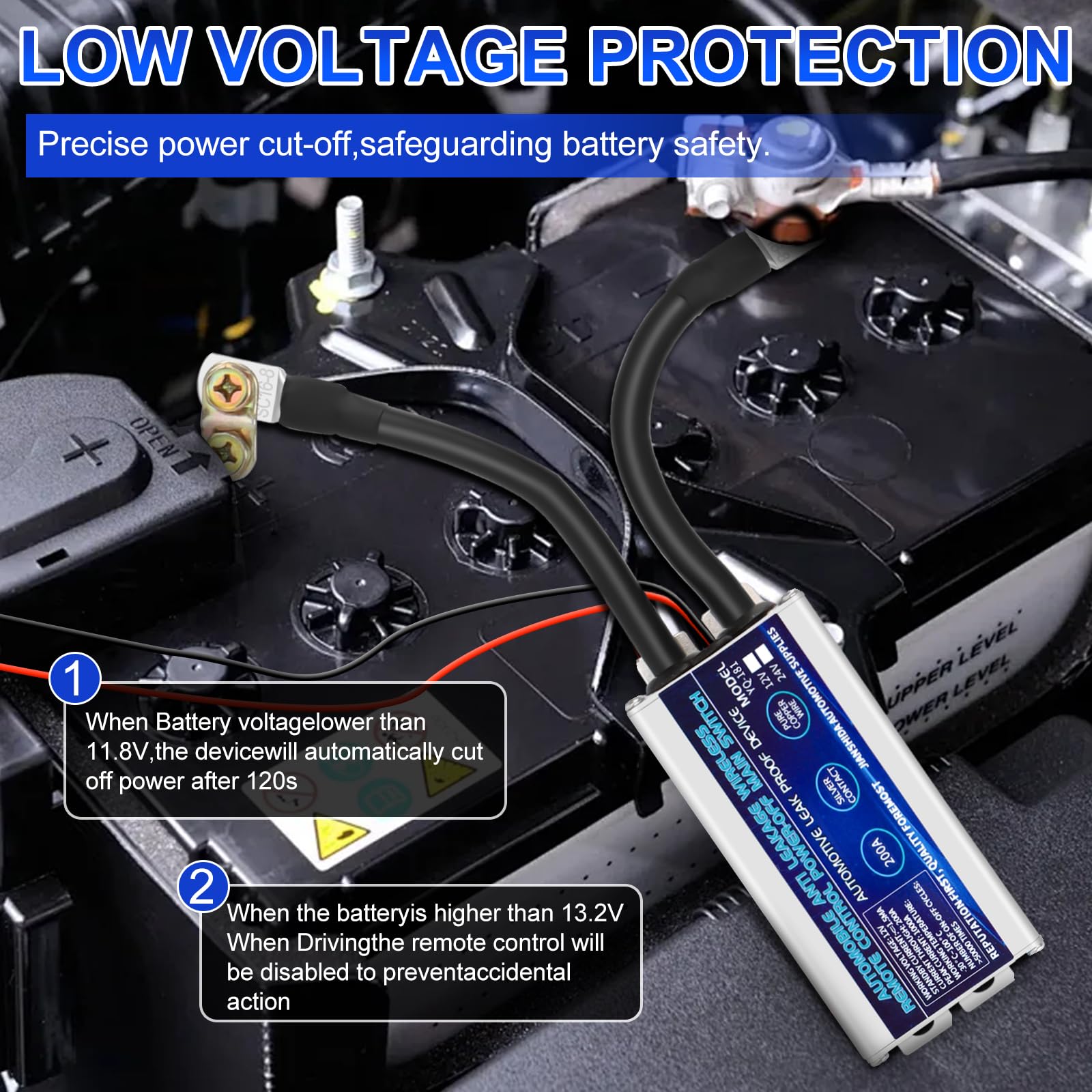 Coupe Circuit Batterie 12V Télécommande, Interrupteur 12V, Circuit Voiture Interrupteur, Coupe Batterie Voiture, pour caravanes, motos, RV, ATV, camions, bateaux