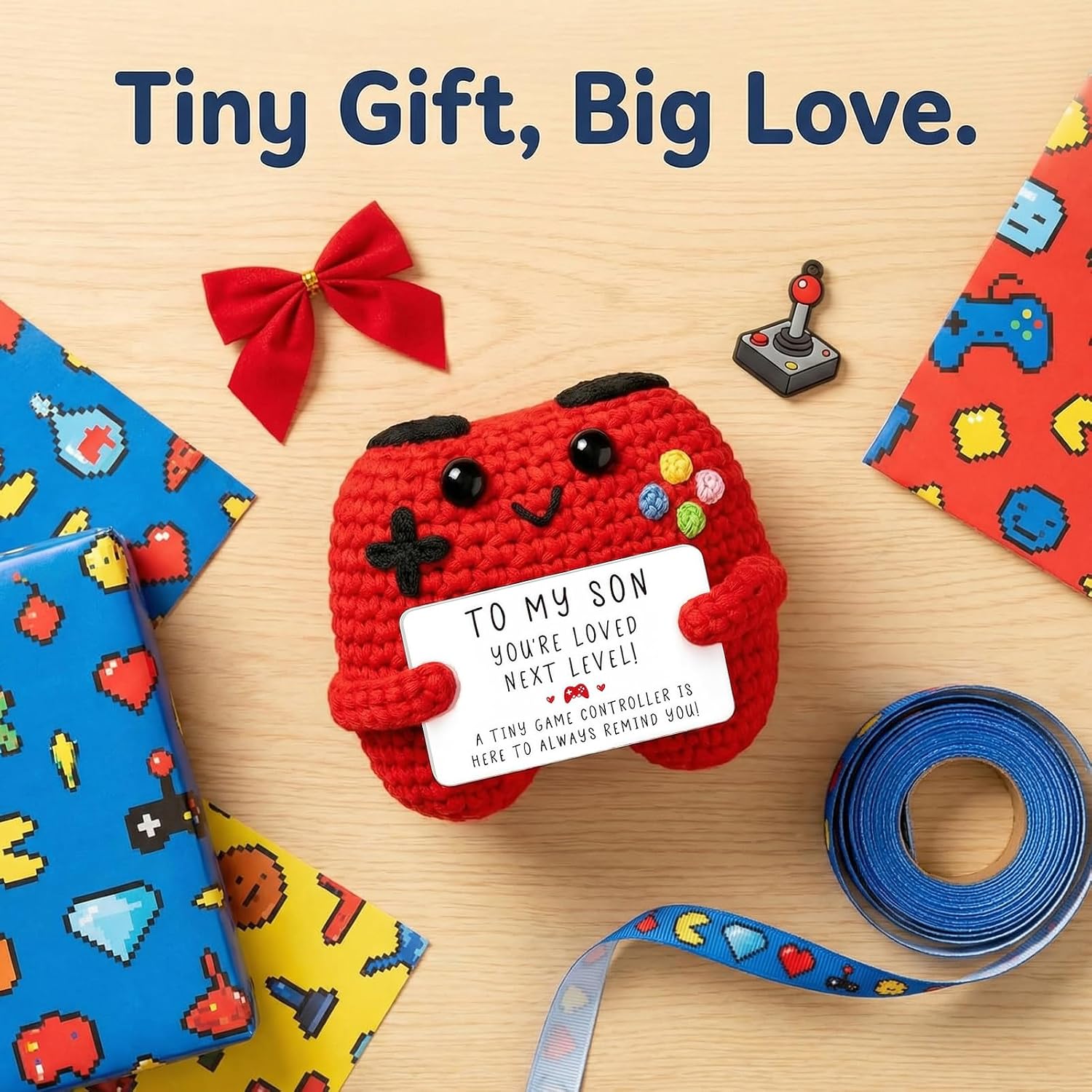 1Pc Crochet Game Controller Plush, Gifts for Teen Boys, Emotional Support Crochet for Gamer & Gifts for Boy (Red) image 4