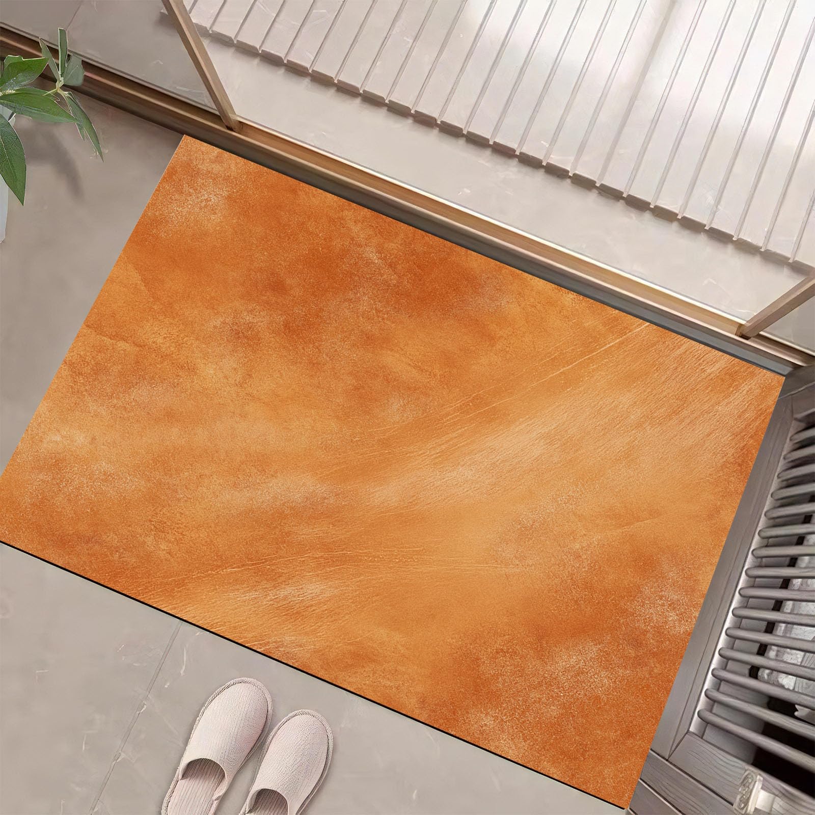 Alfombras Suaves y esponjosas,Textura Natural para Interiores, Antideslizantes Lavables,90 x 150 cm para Interiores Puerta Delantera Entrada Pasillo - Naranja