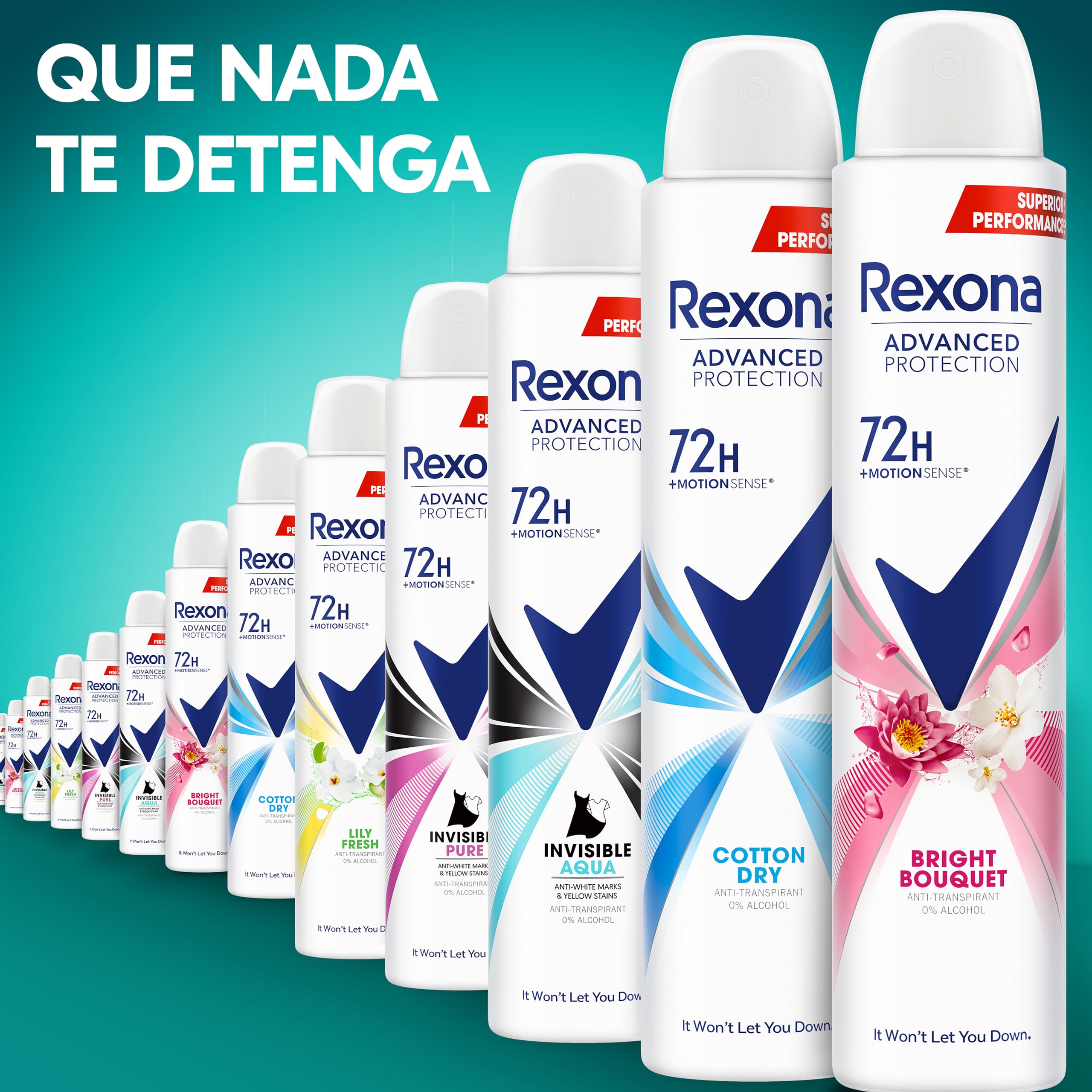 Rexona Déodorant Advance Protection Bright Bouquet 72 h pour Femme 200 ml Pack de 6