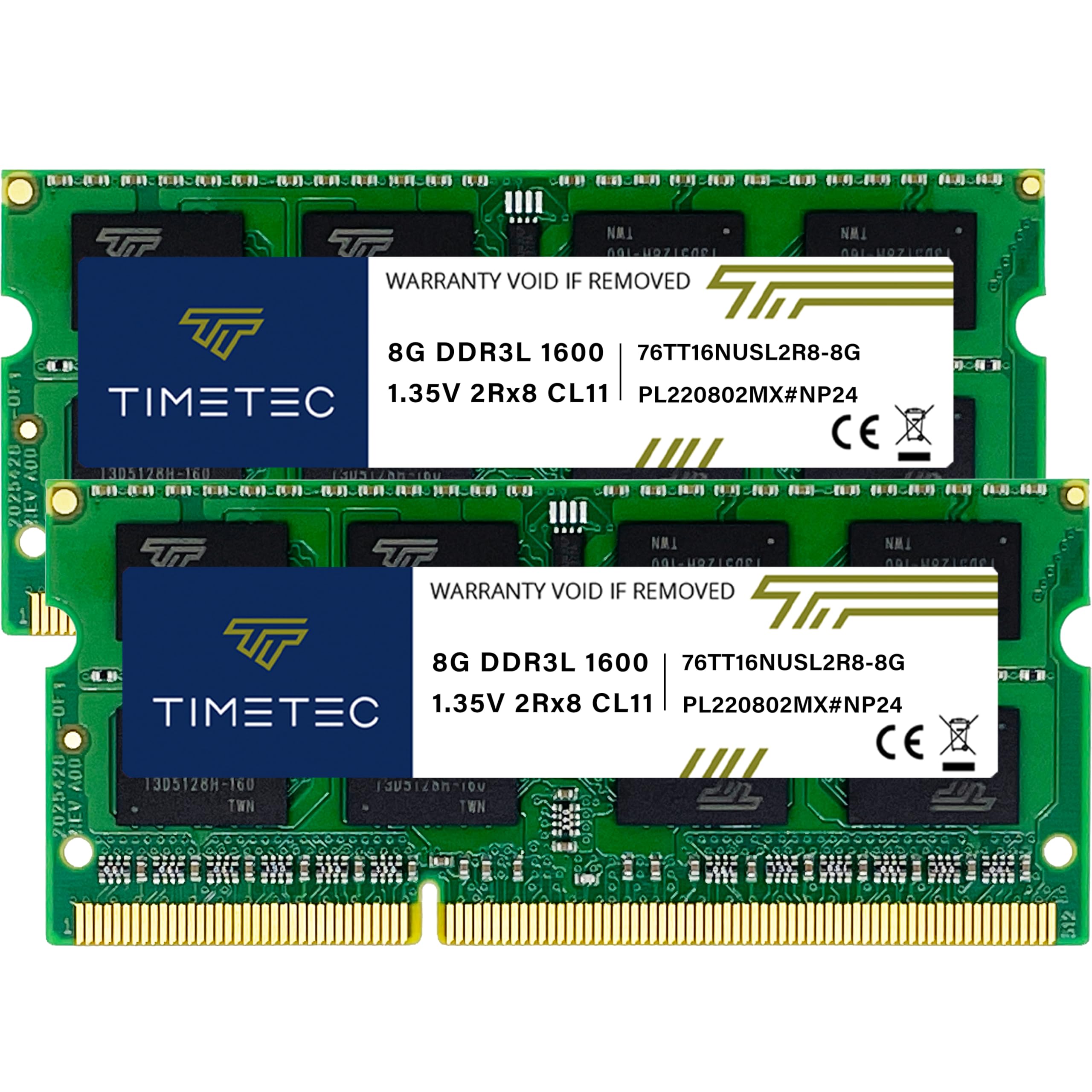 Timetec 8GB DDR3L 1600MHz PC3L-12800 No ECC Sin búfer 1.35V/1.5V CL11 2Rx8 Dual Rank 204 Pin SODIMM Notebook PC Memoria RAM módulo (8GB) — view 12